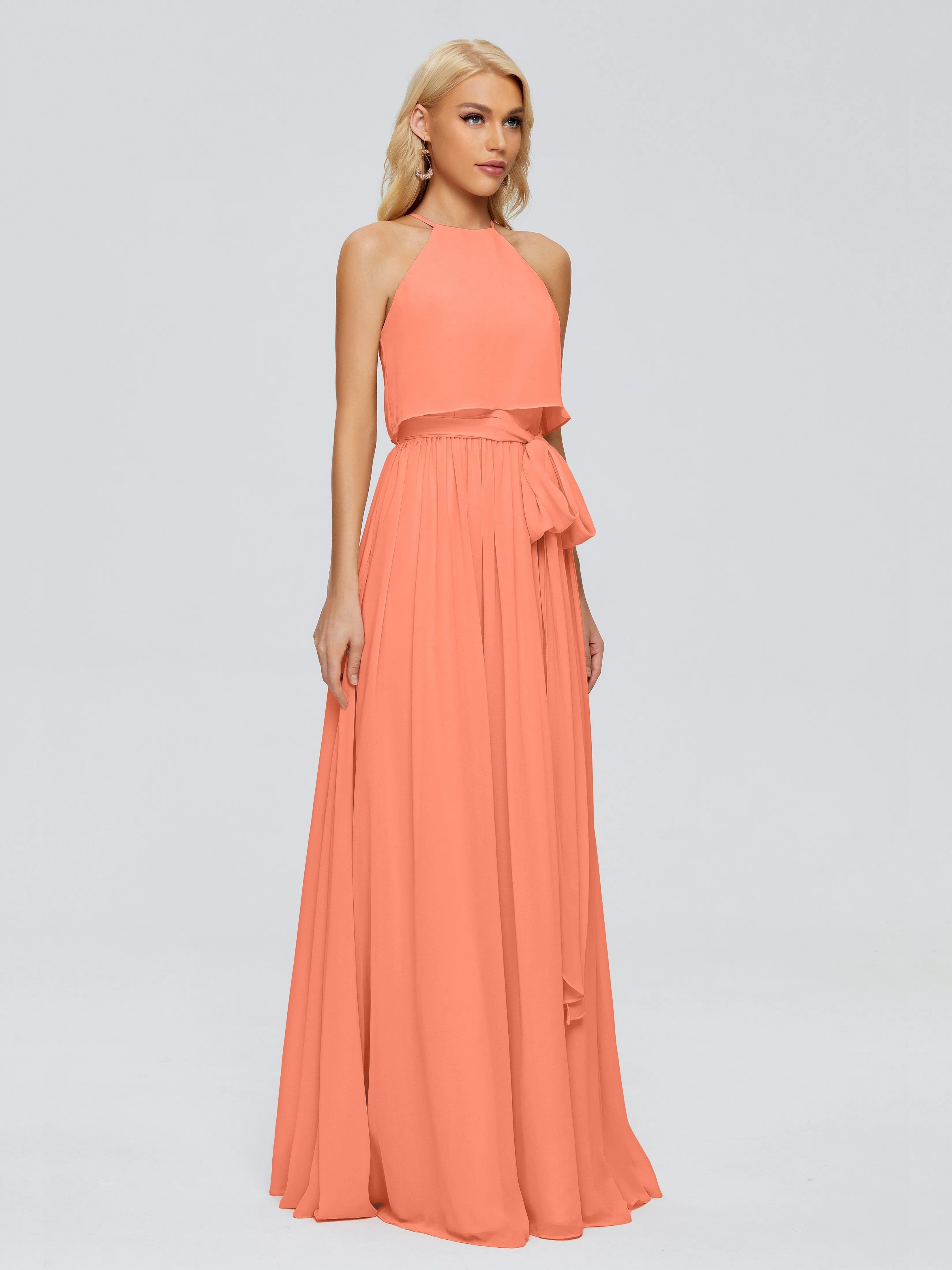 Nadey Casual Halter Chiffon Bridesmaid Dresses