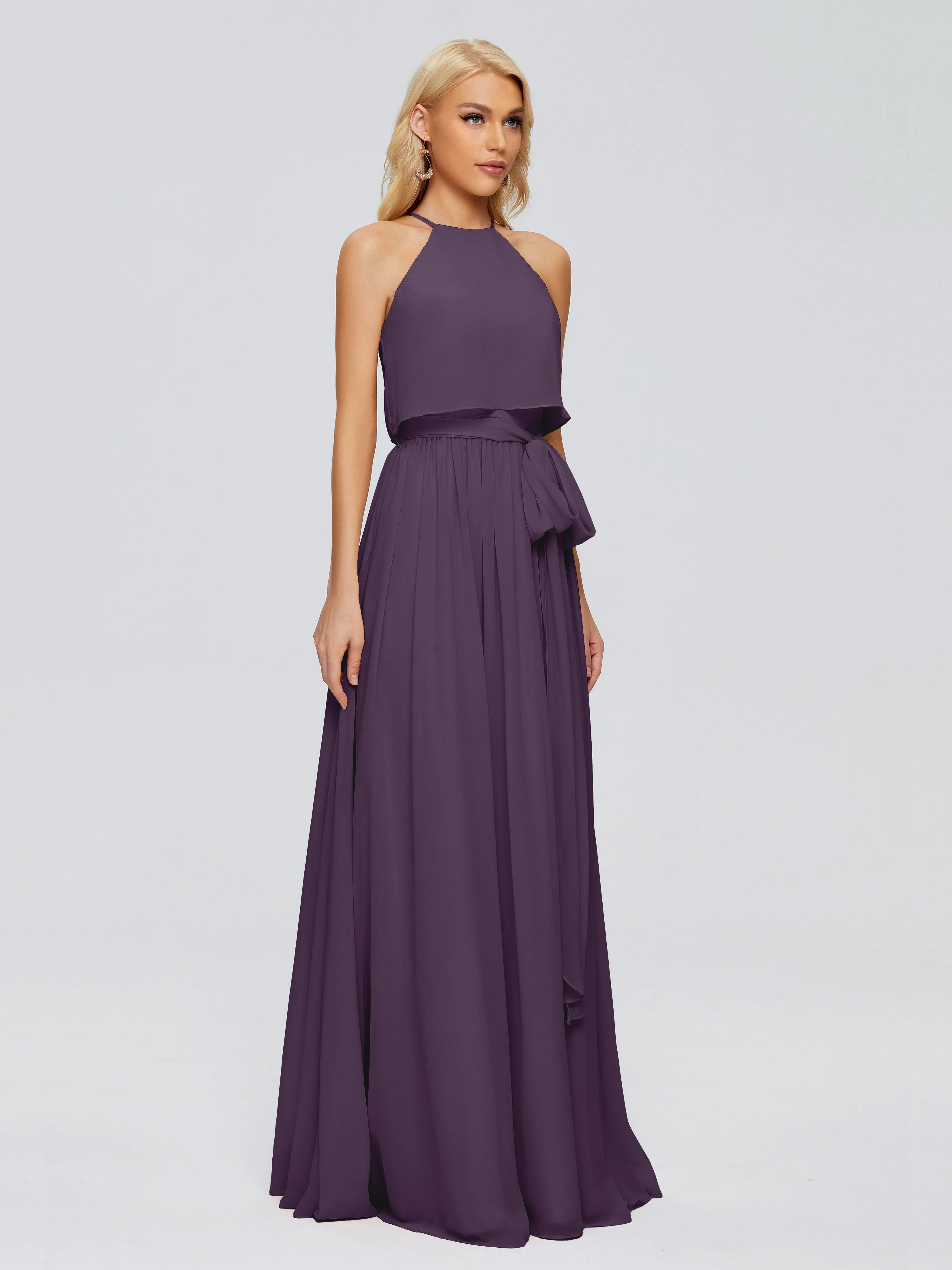 Nadey Casual Halter Chiffon Bridesmaid Dresses