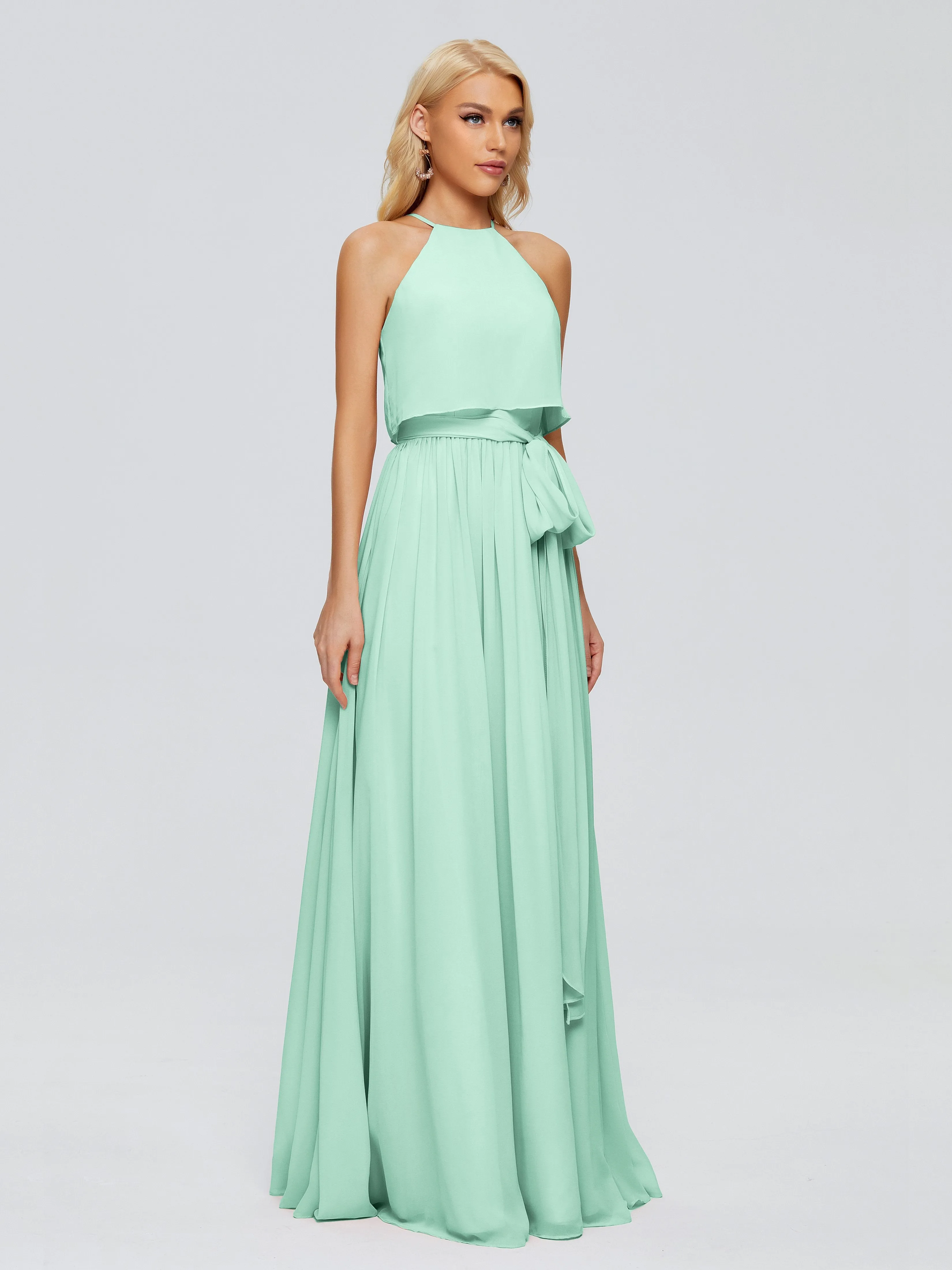 Nadey Casual Halter Chiffon Bridesmaid Dresses