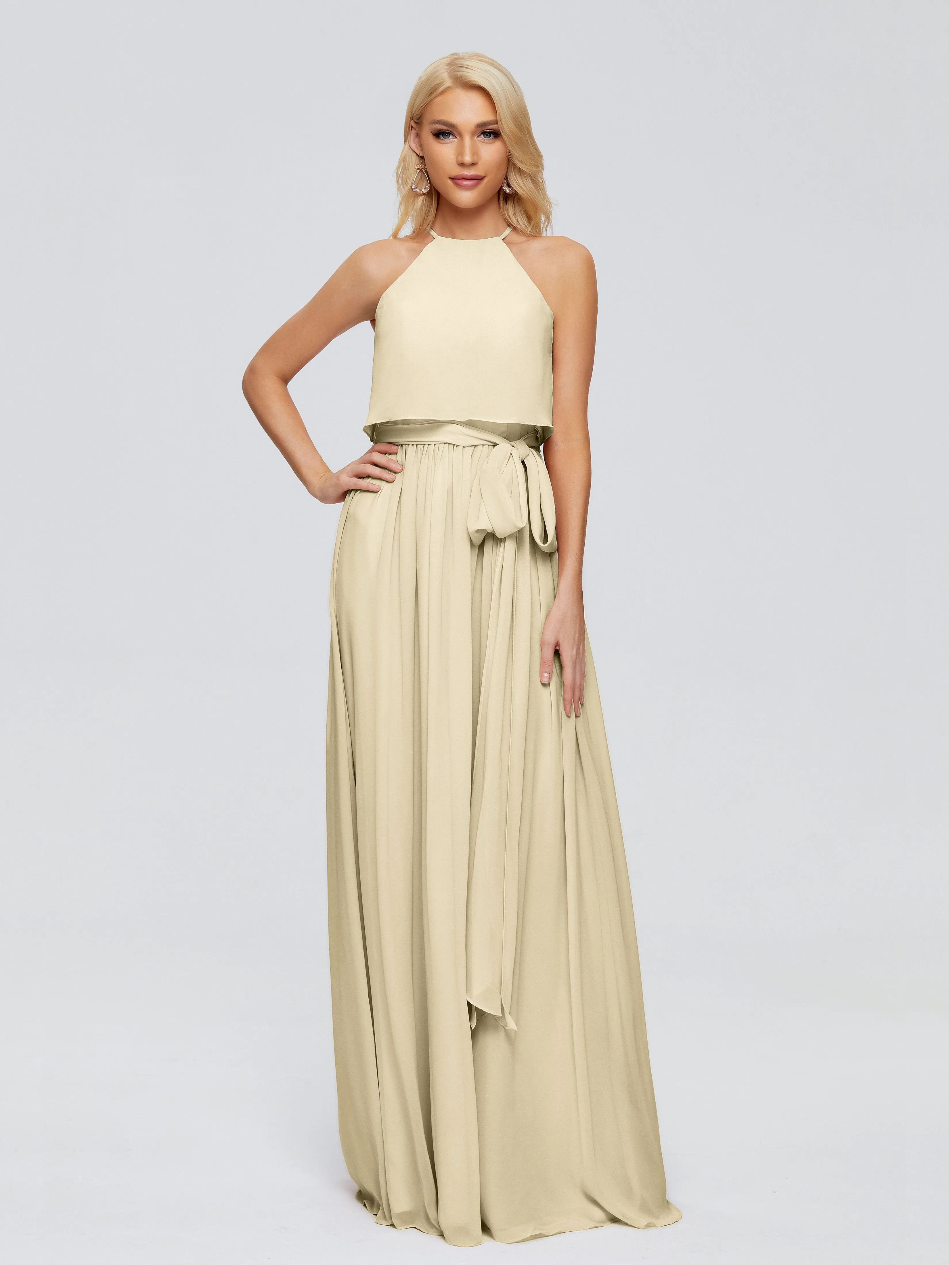 Nadey Casual Halter Chiffon Bridesmaid Dresses