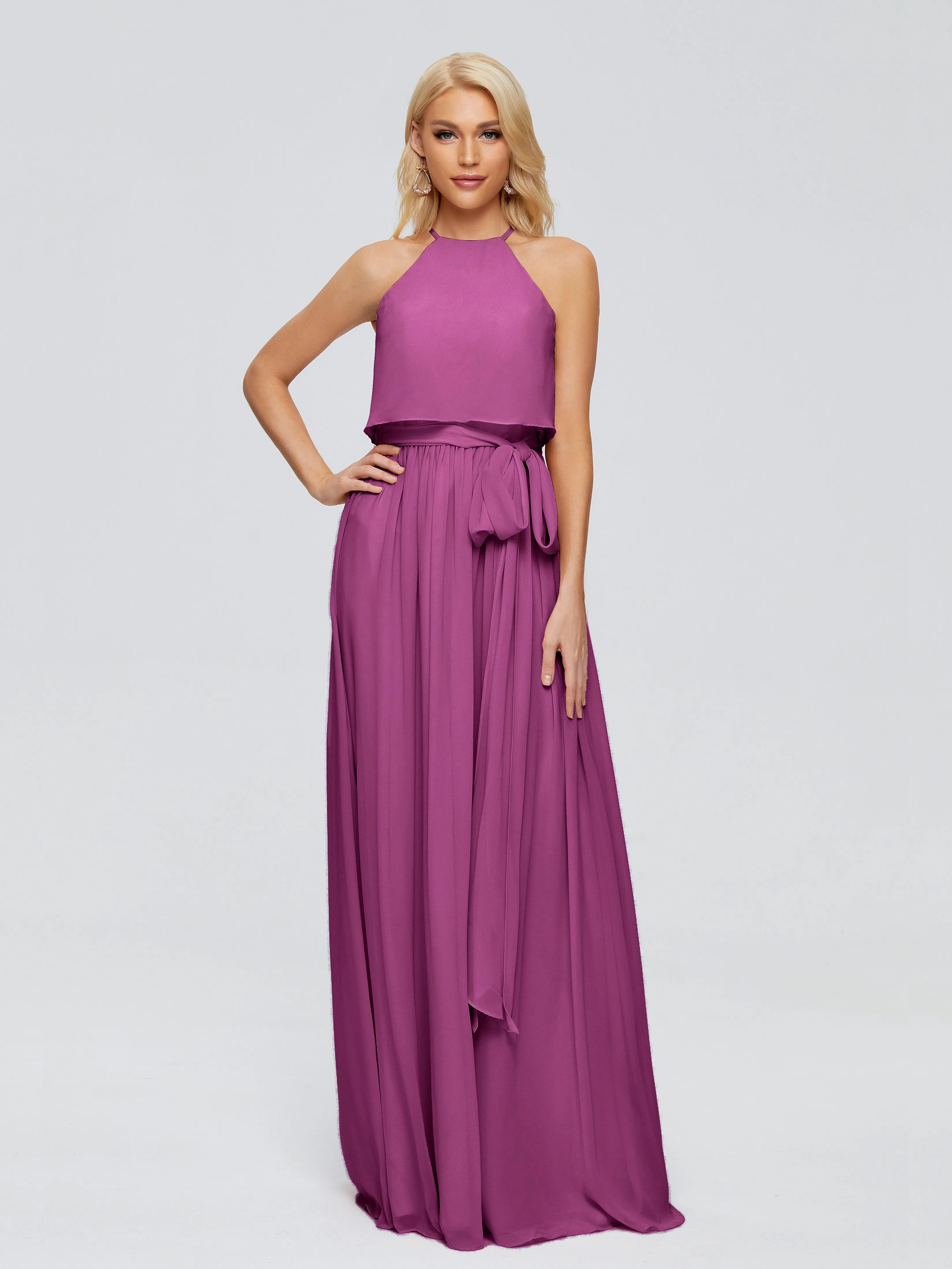 Nadey Casual Halter Chiffon Bridesmaid Dresses