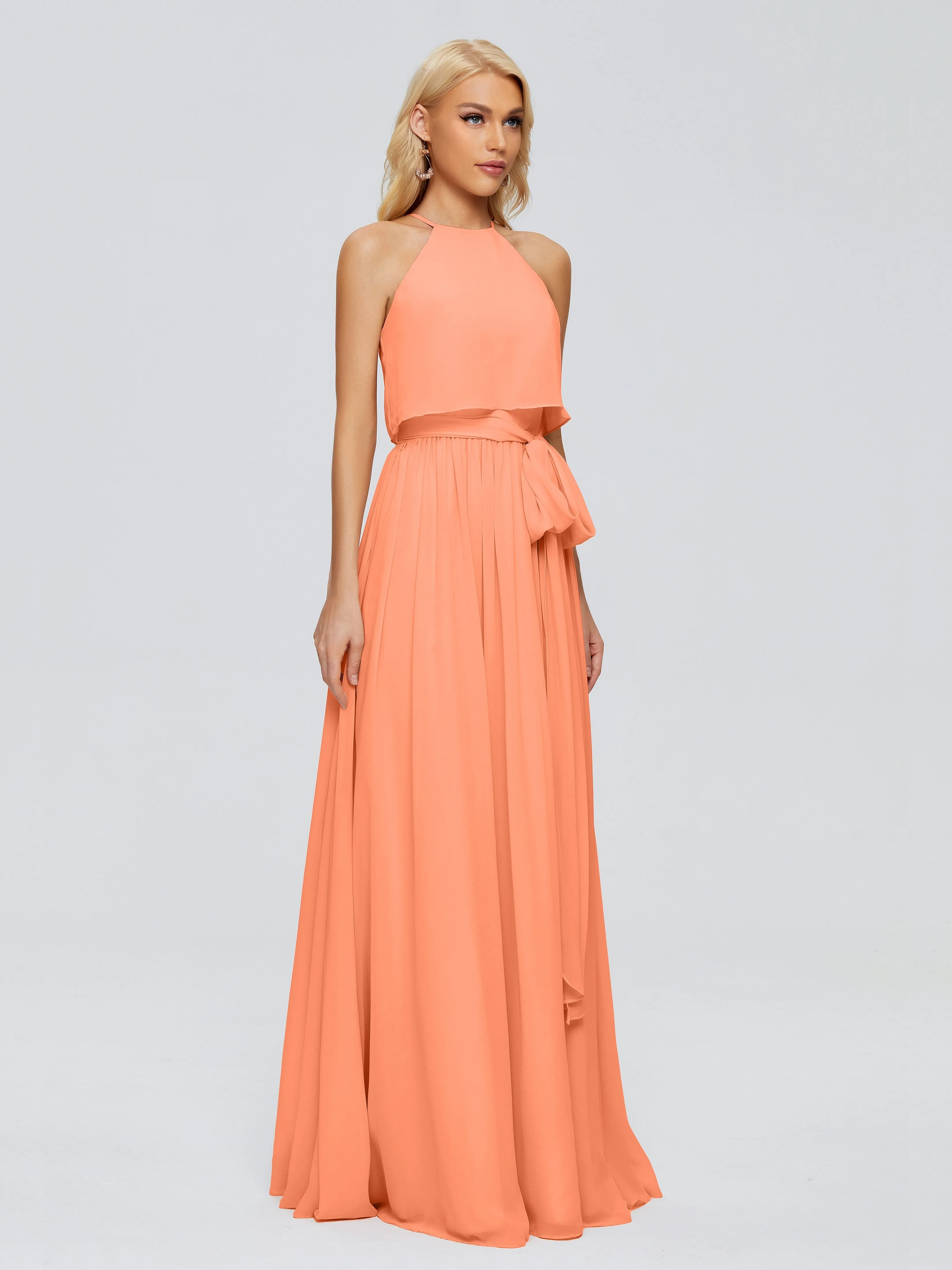 Nadey Casual Halter Chiffon Bridesmaid Dresses