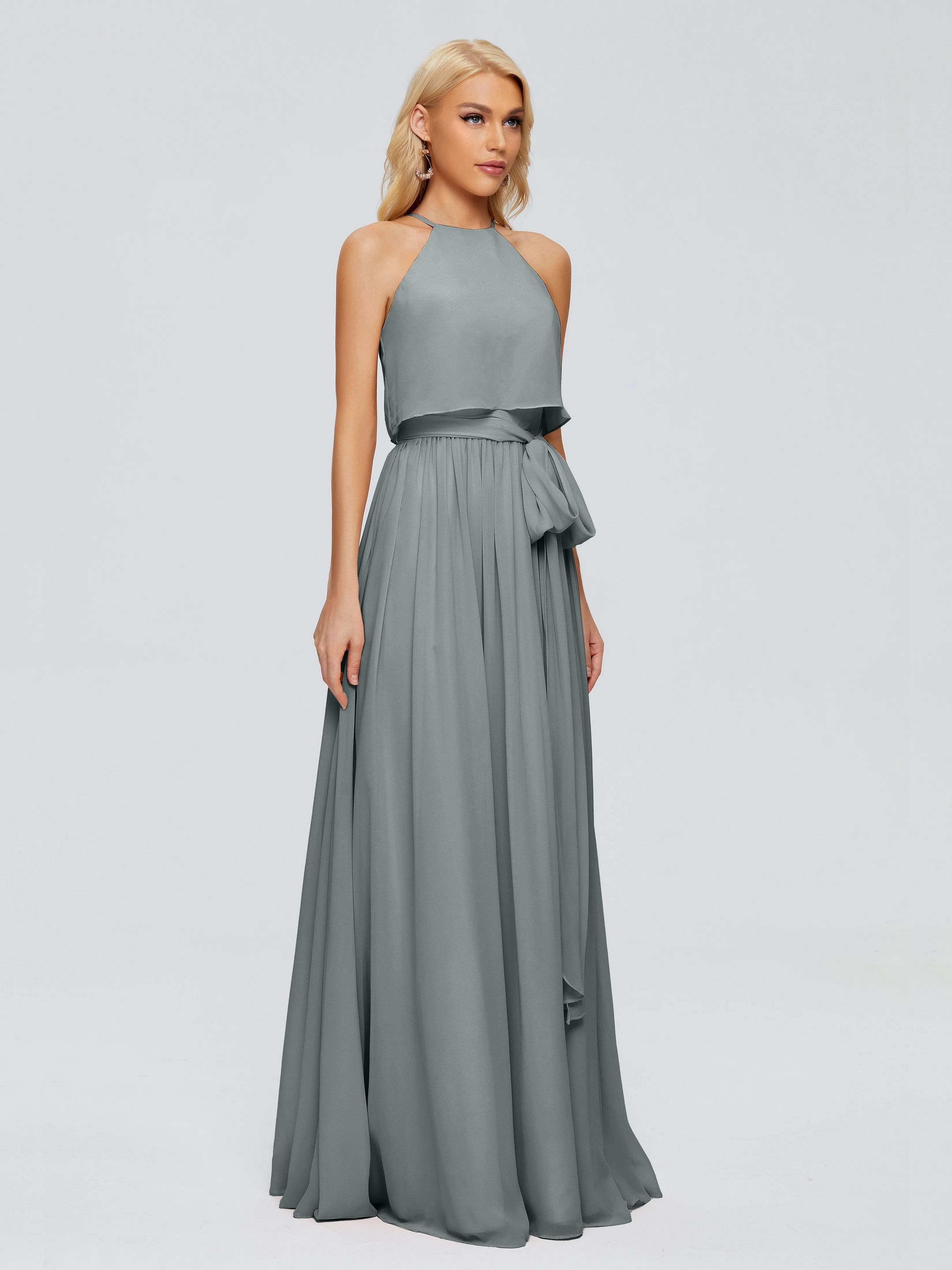 Nadey Casual Halter Chiffon Bridesmaid Dresses