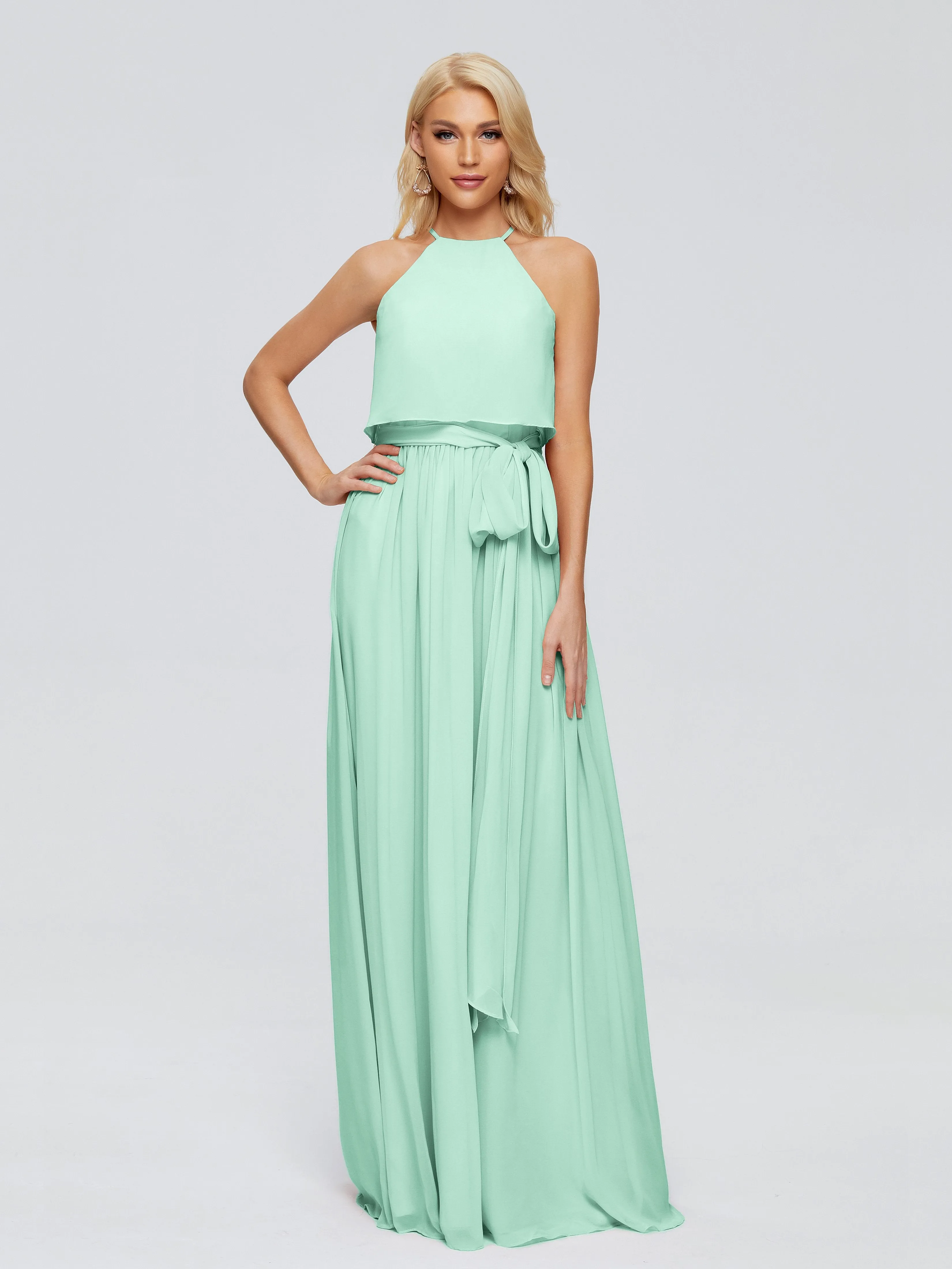 Nadey Casual Halter Chiffon Bridesmaid Dresses