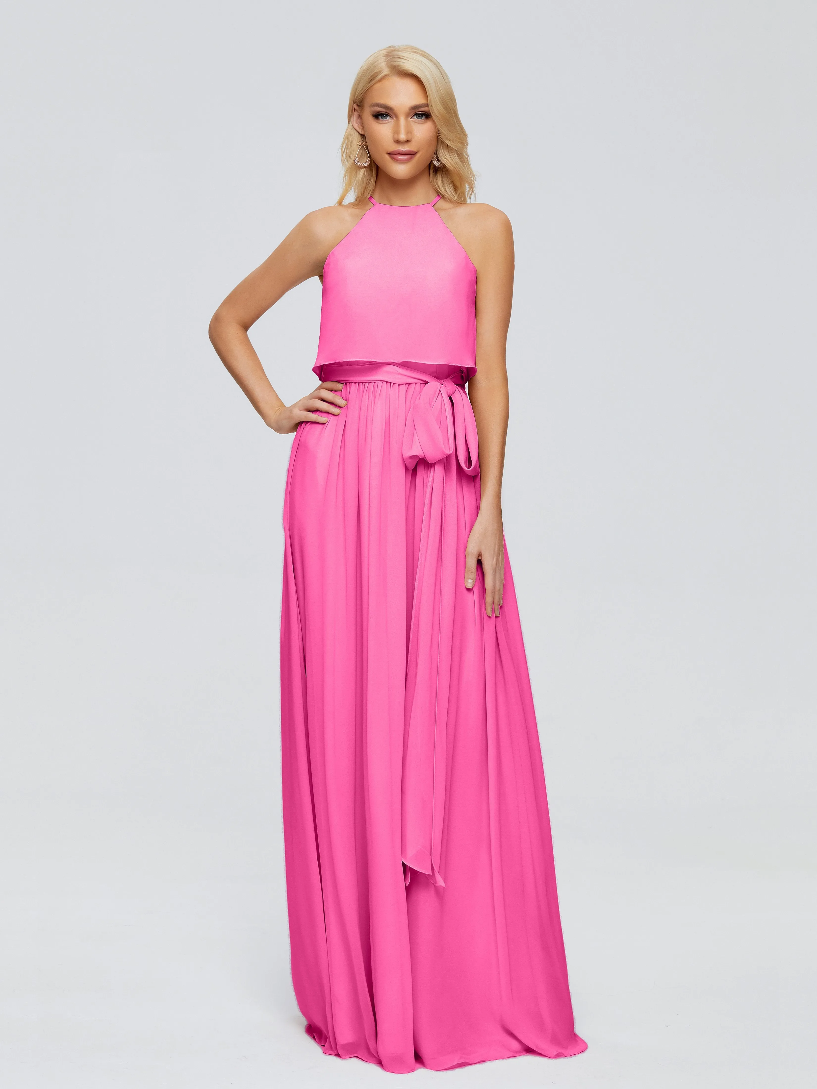 Nadey Casual Halter Chiffon Bridesmaid Dresses