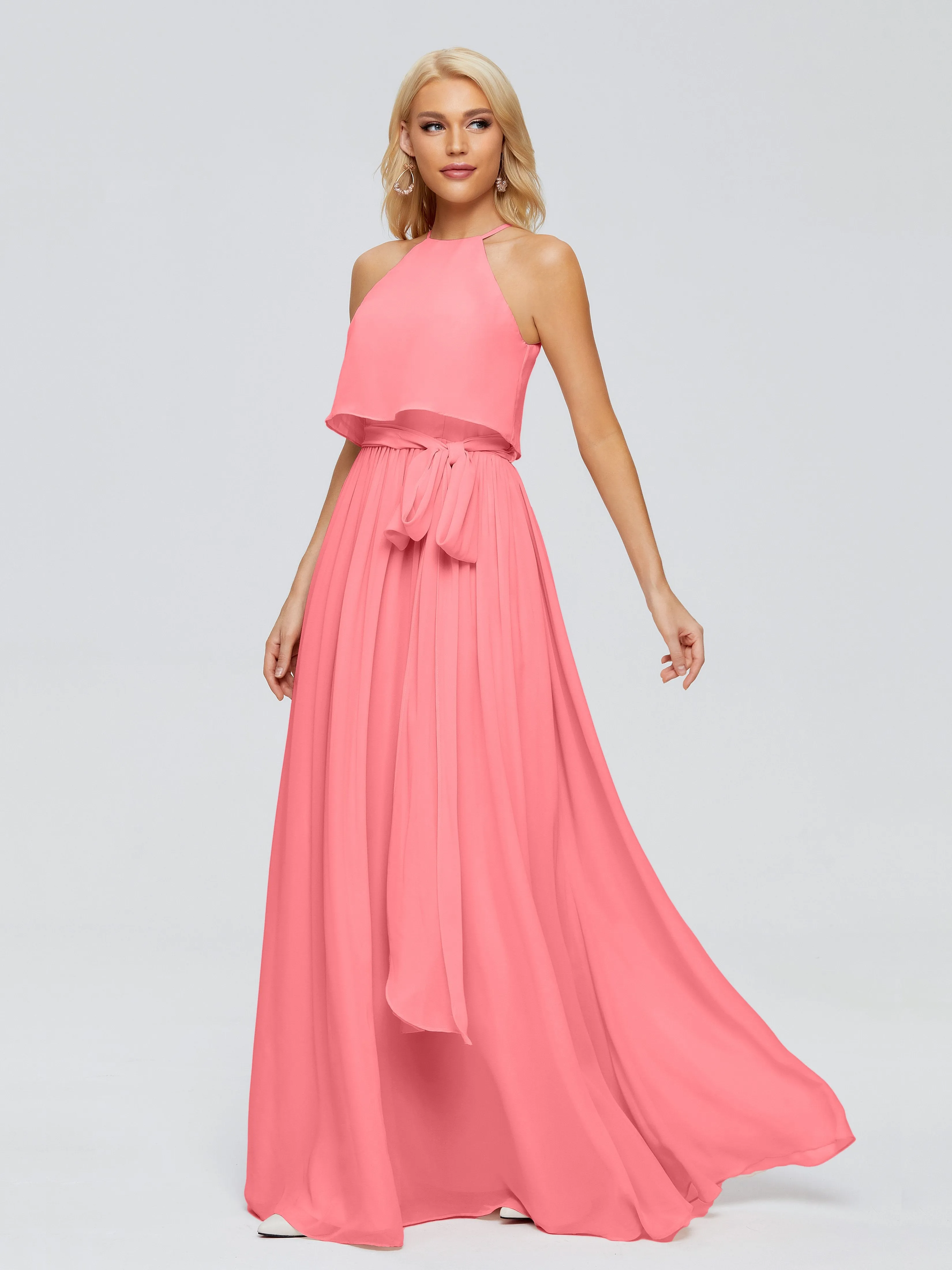 Nadey Casual Halter Chiffon Bridesmaid Dresses