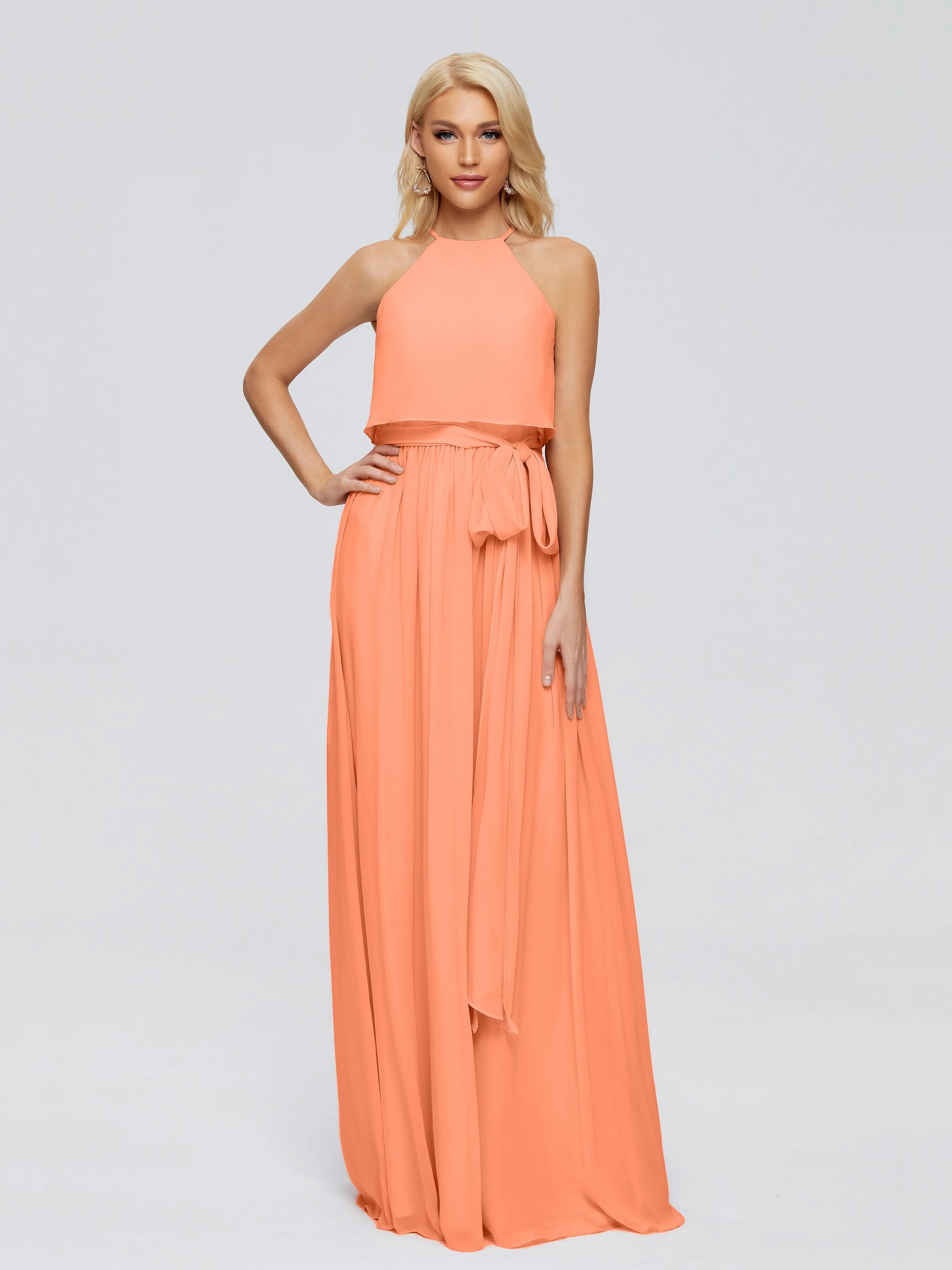 Nadey Casual Halter Chiffon Bridesmaid Dresses