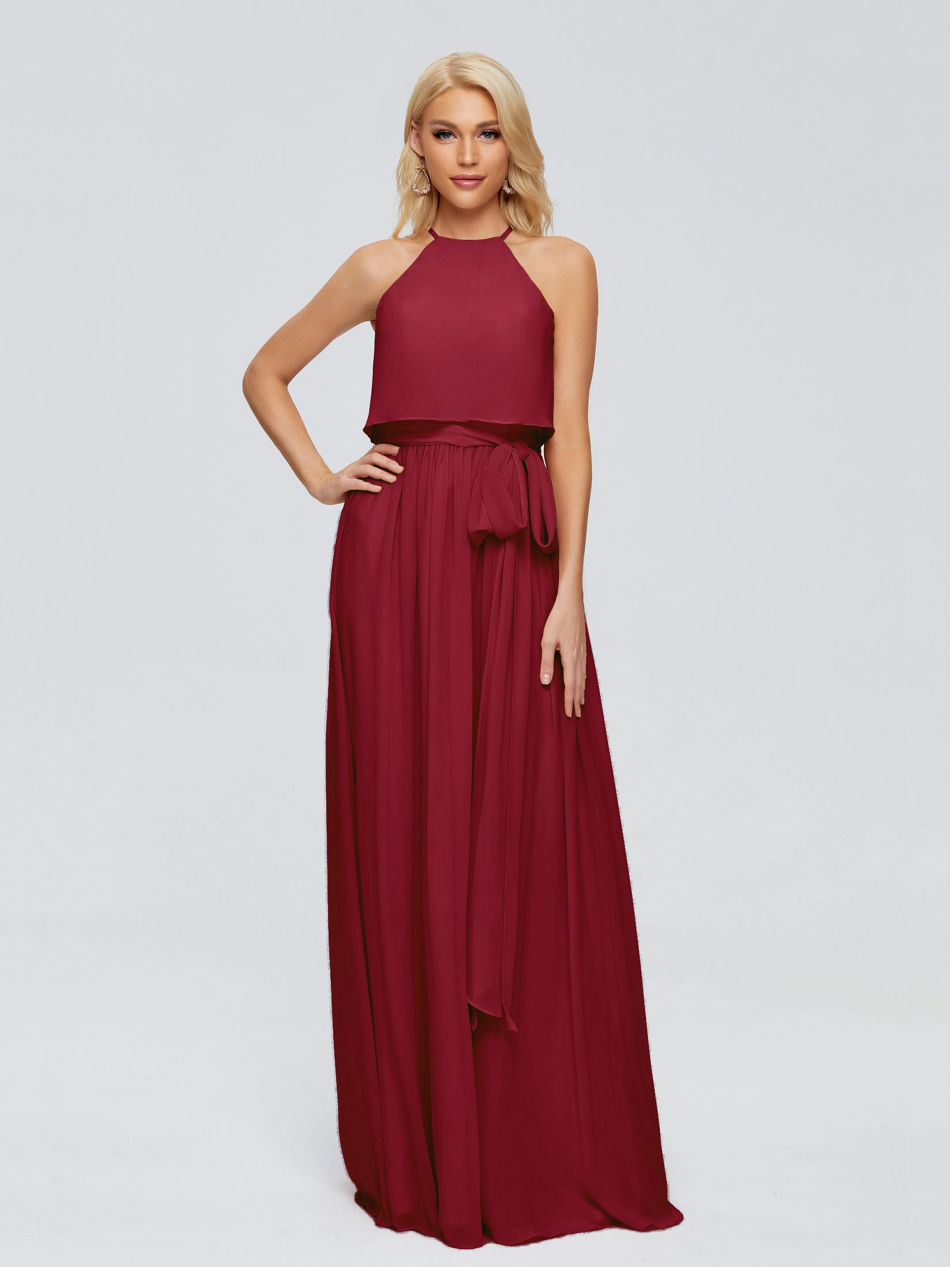 Nadey Casual Halter Chiffon Bridesmaid Dresses