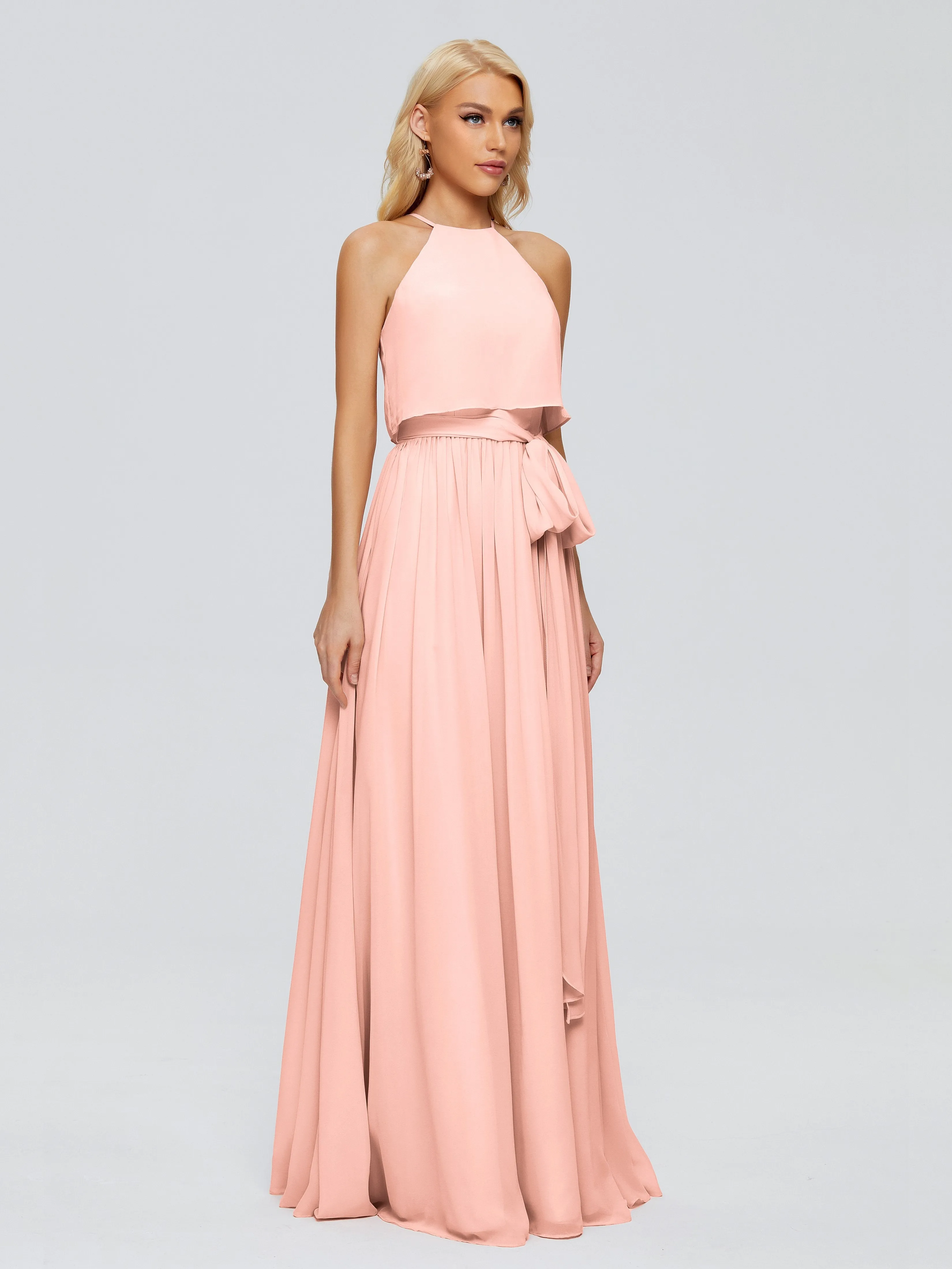 Nadey Casual Halter Chiffon Bridesmaid Dresses