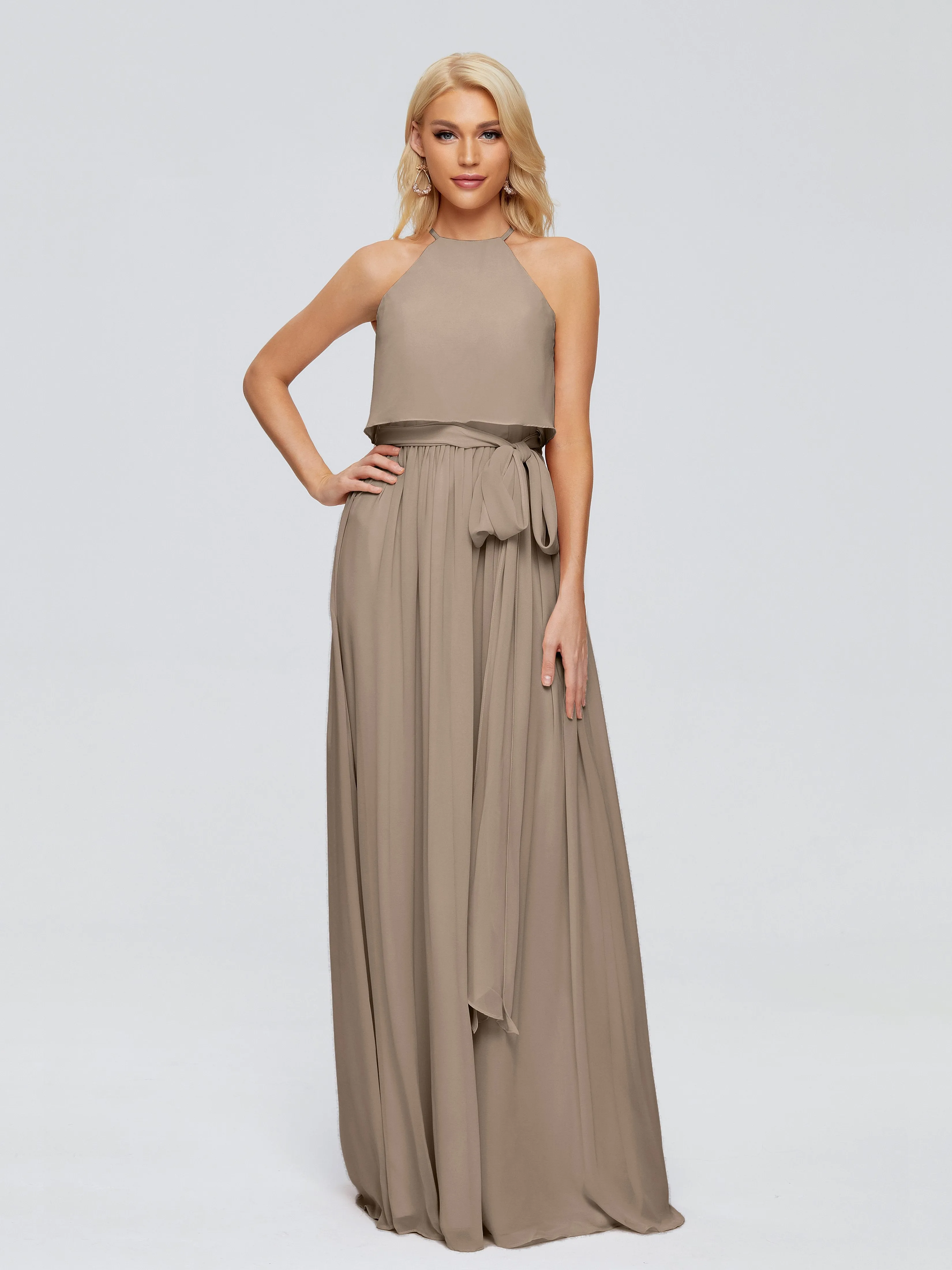 Nadey Casual Halter Chiffon Bridesmaid Dresses