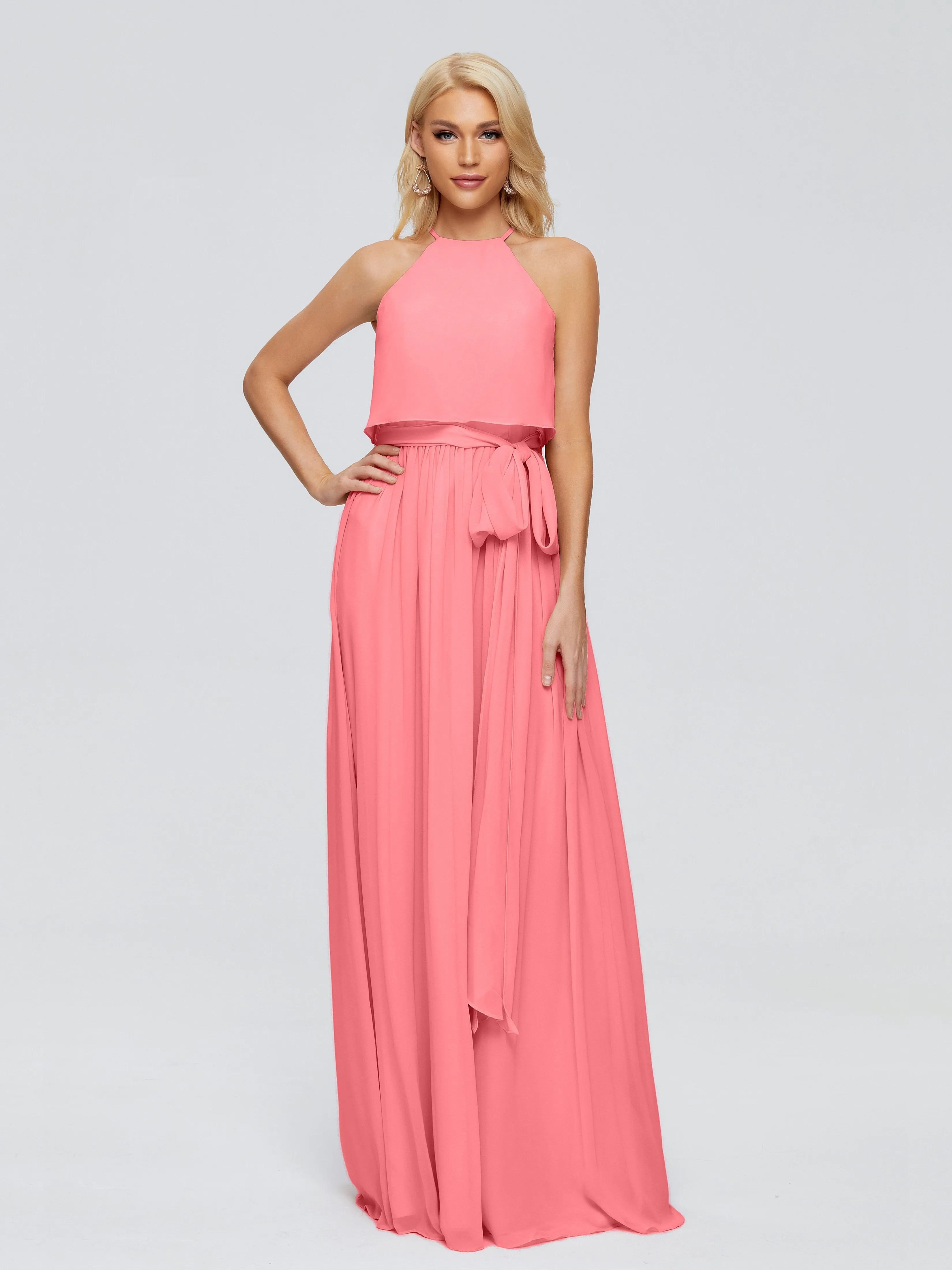 Nadey Casual Halter Chiffon Bridesmaid Dresses