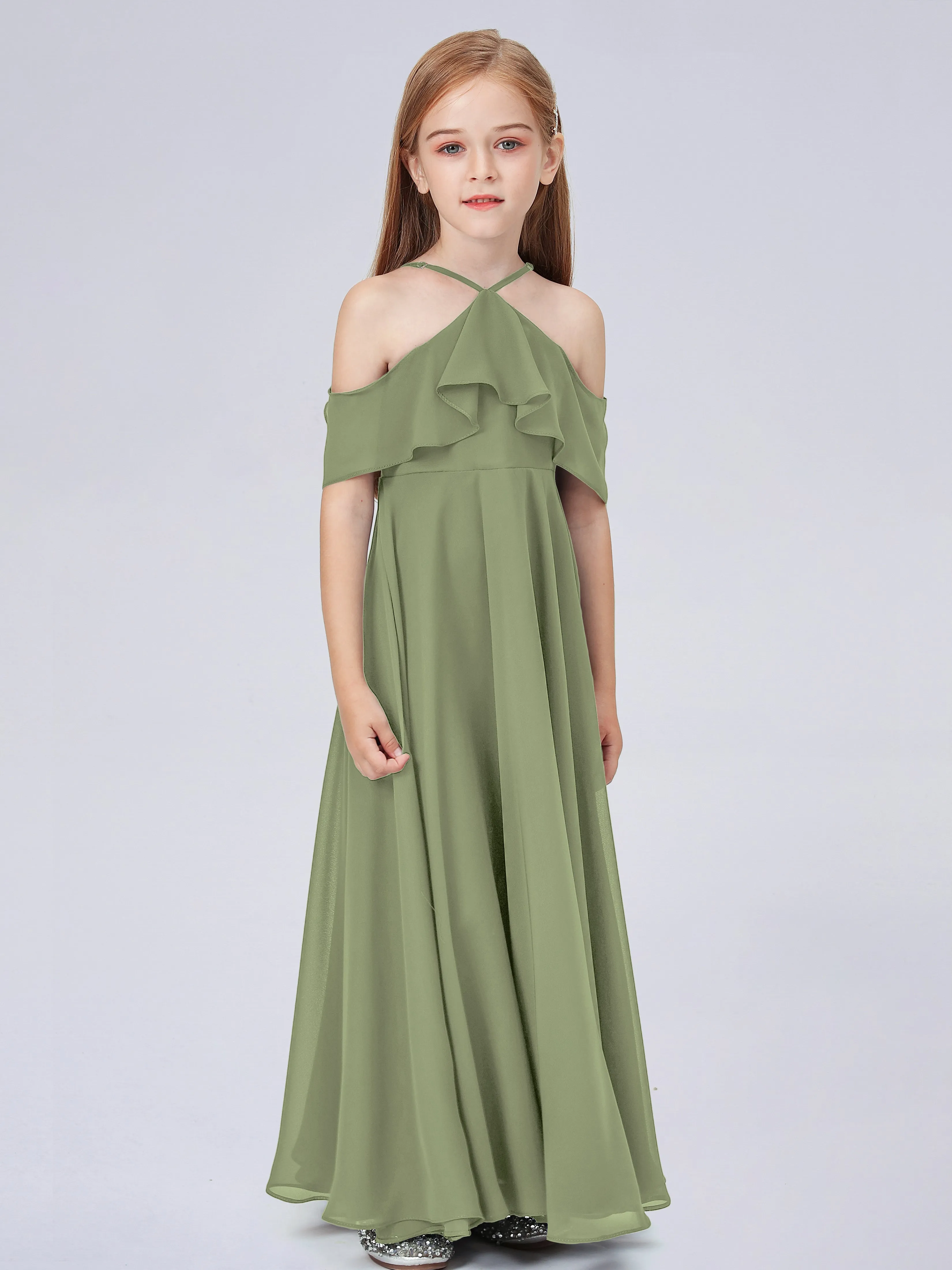 Off Shoulder Chiffon Junior Bridesmaid Dress