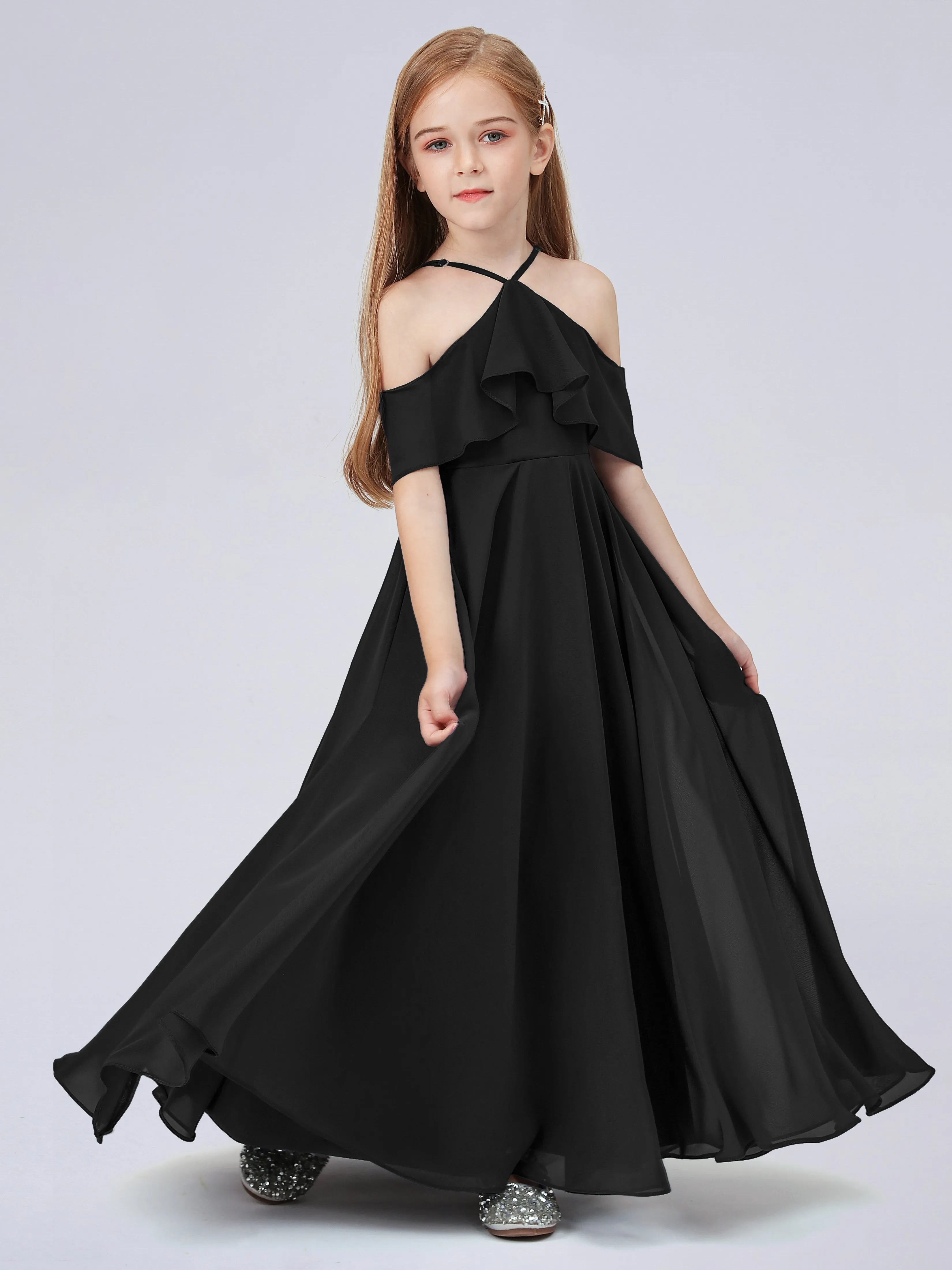 Off Shoulder Chiffon Junior Bridesmaid Dress