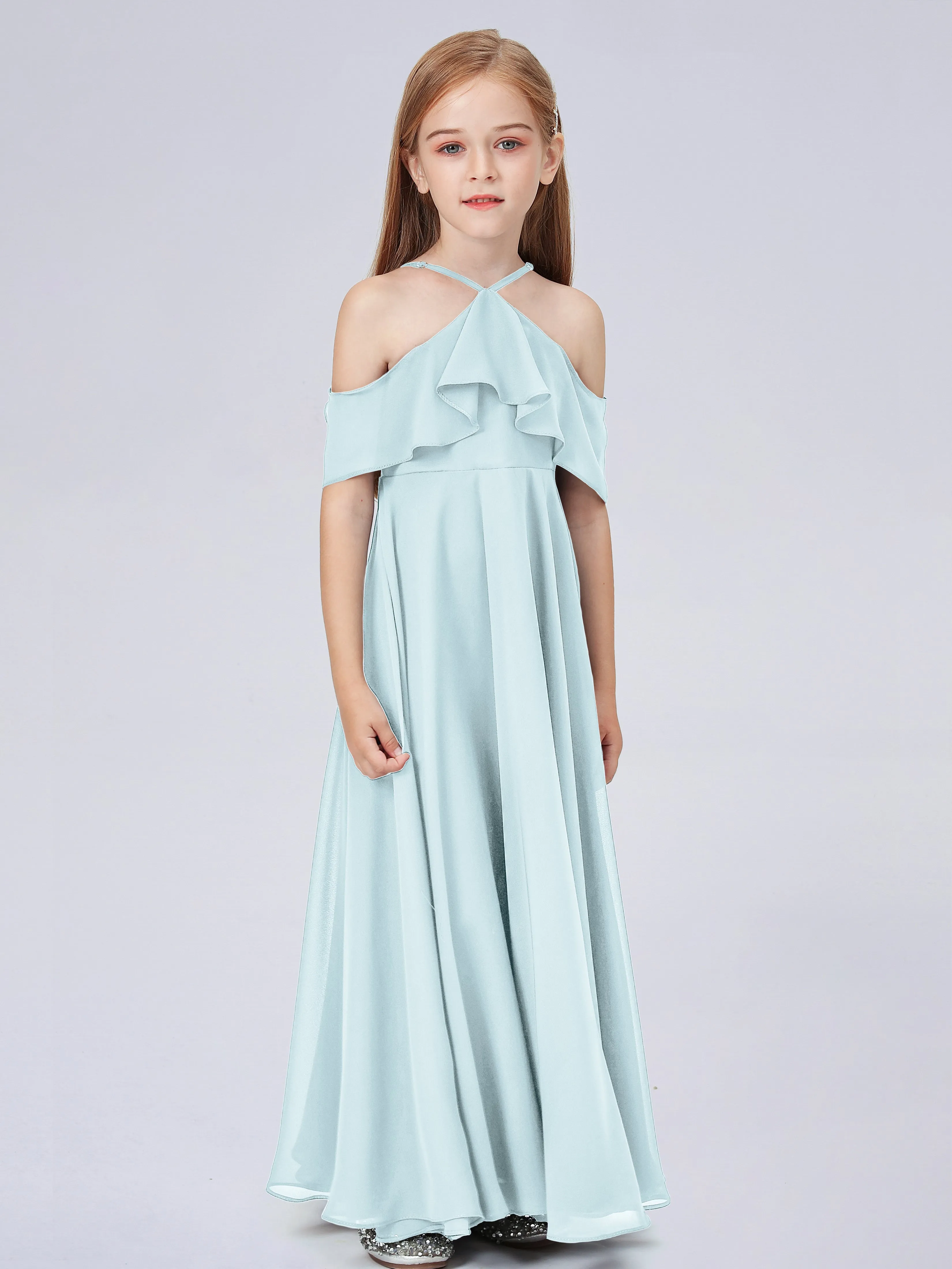 Off Shoulder Chiffon Junior Bridesmaid Dress