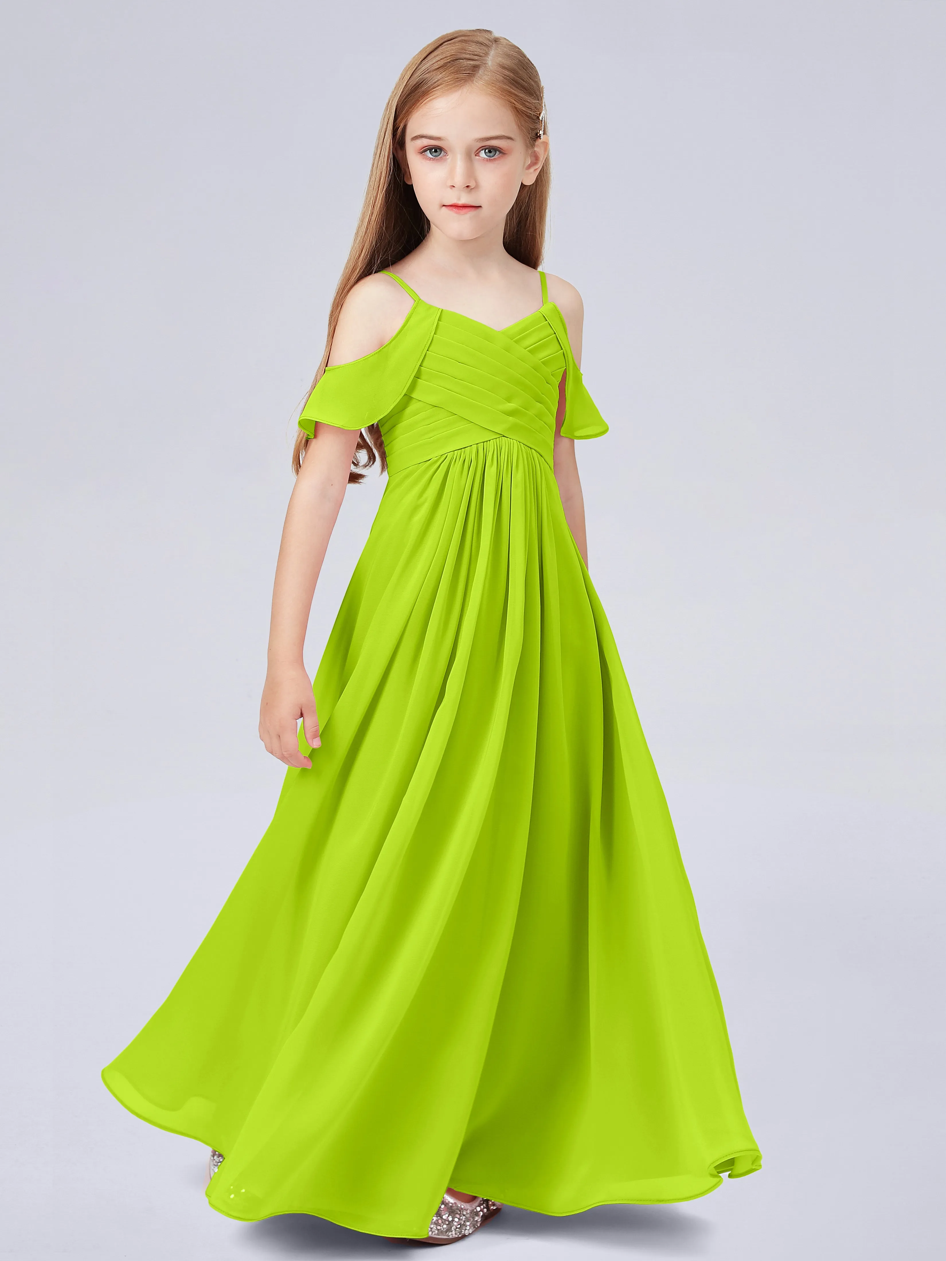 Off Shoulder Chiffon Junior Bridesmaid Dress