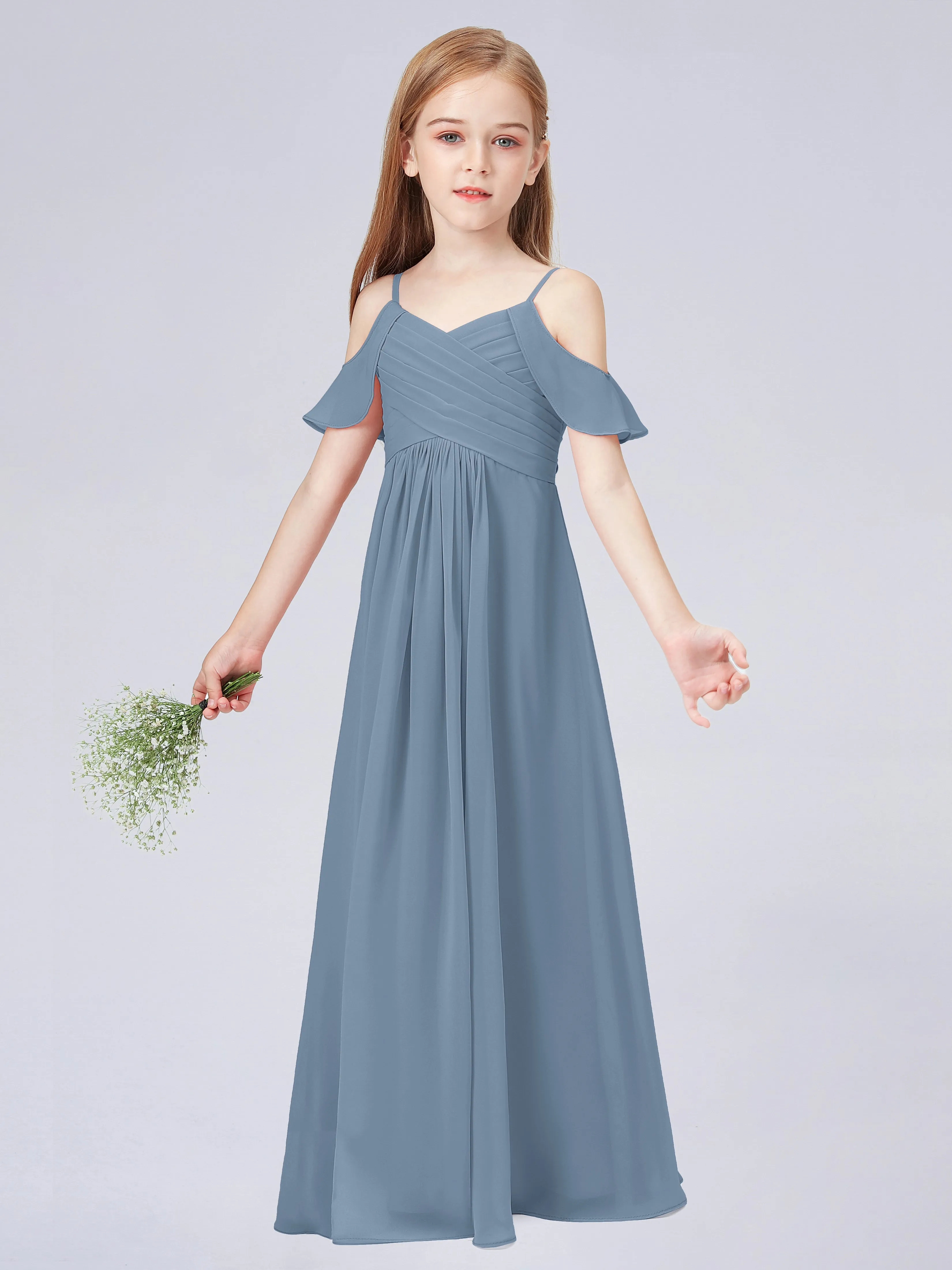 Off Shoulder Chiffon Junior Bridesmaid Dress