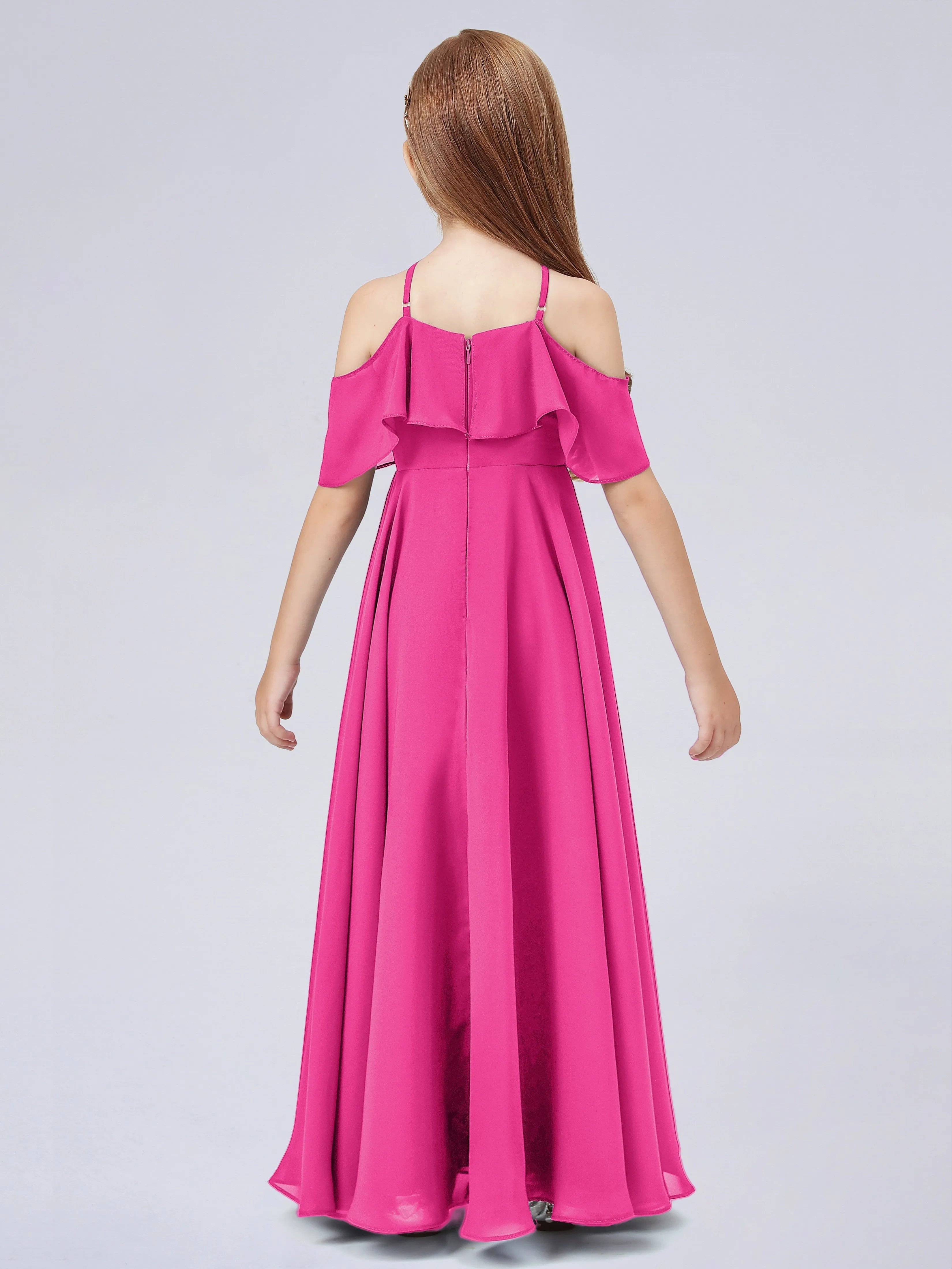 Off Shoulder Chiffon Junior Bridesmaid Dress