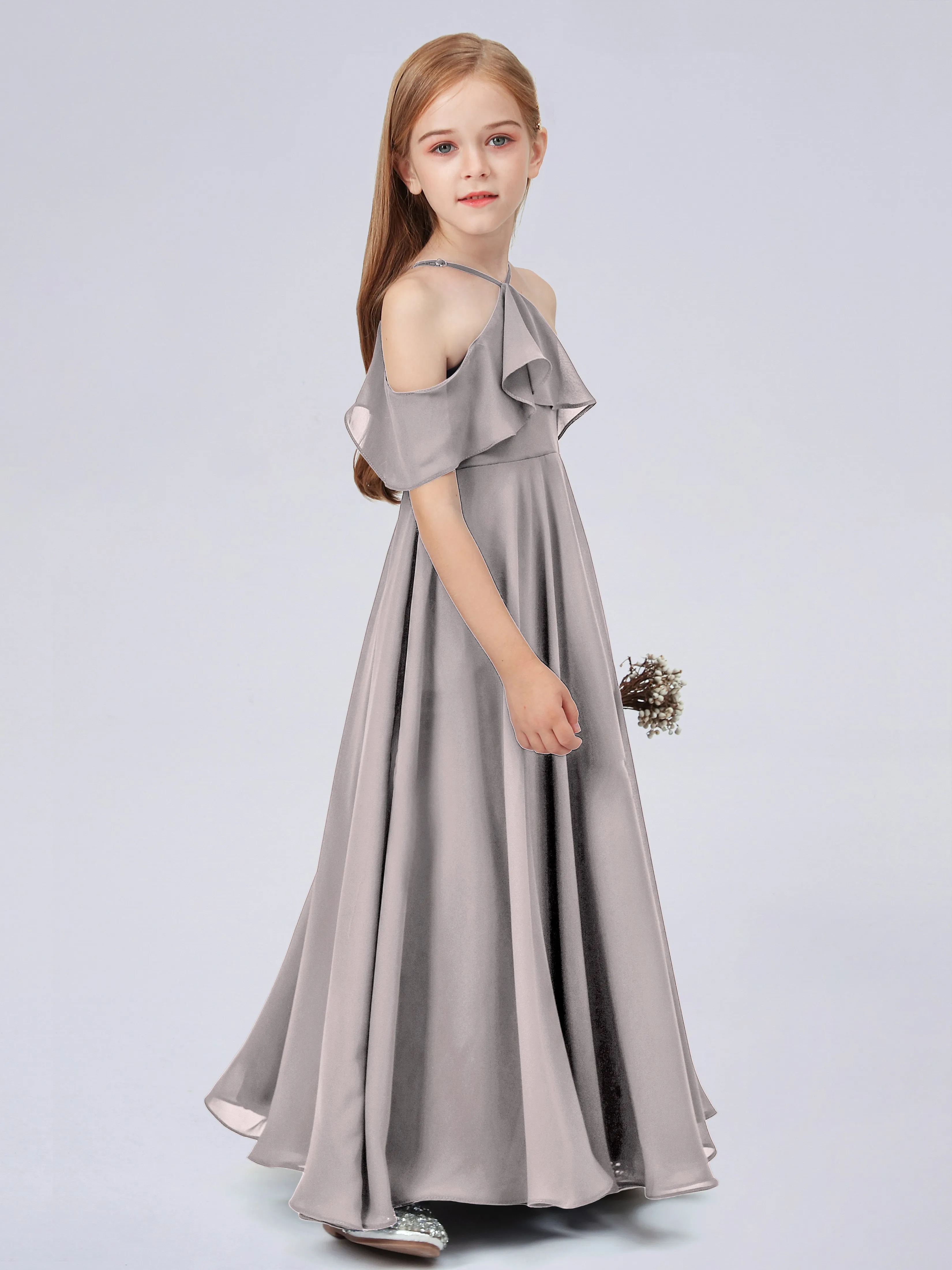 Off Shoulder Chiffon Junior Bridesmaid Dress