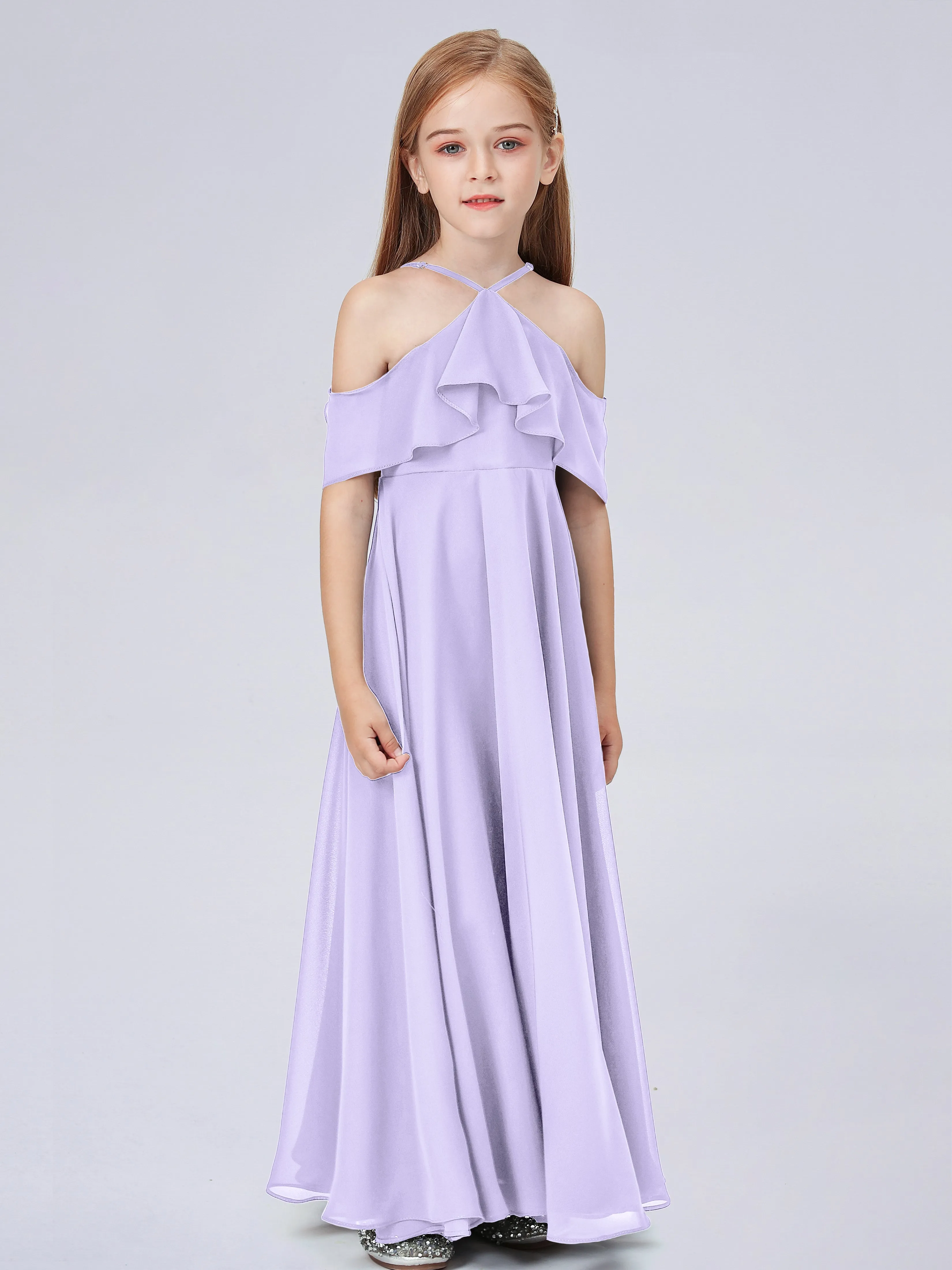 Off Shoulder Chiffon Junior Bridesmaid Dress