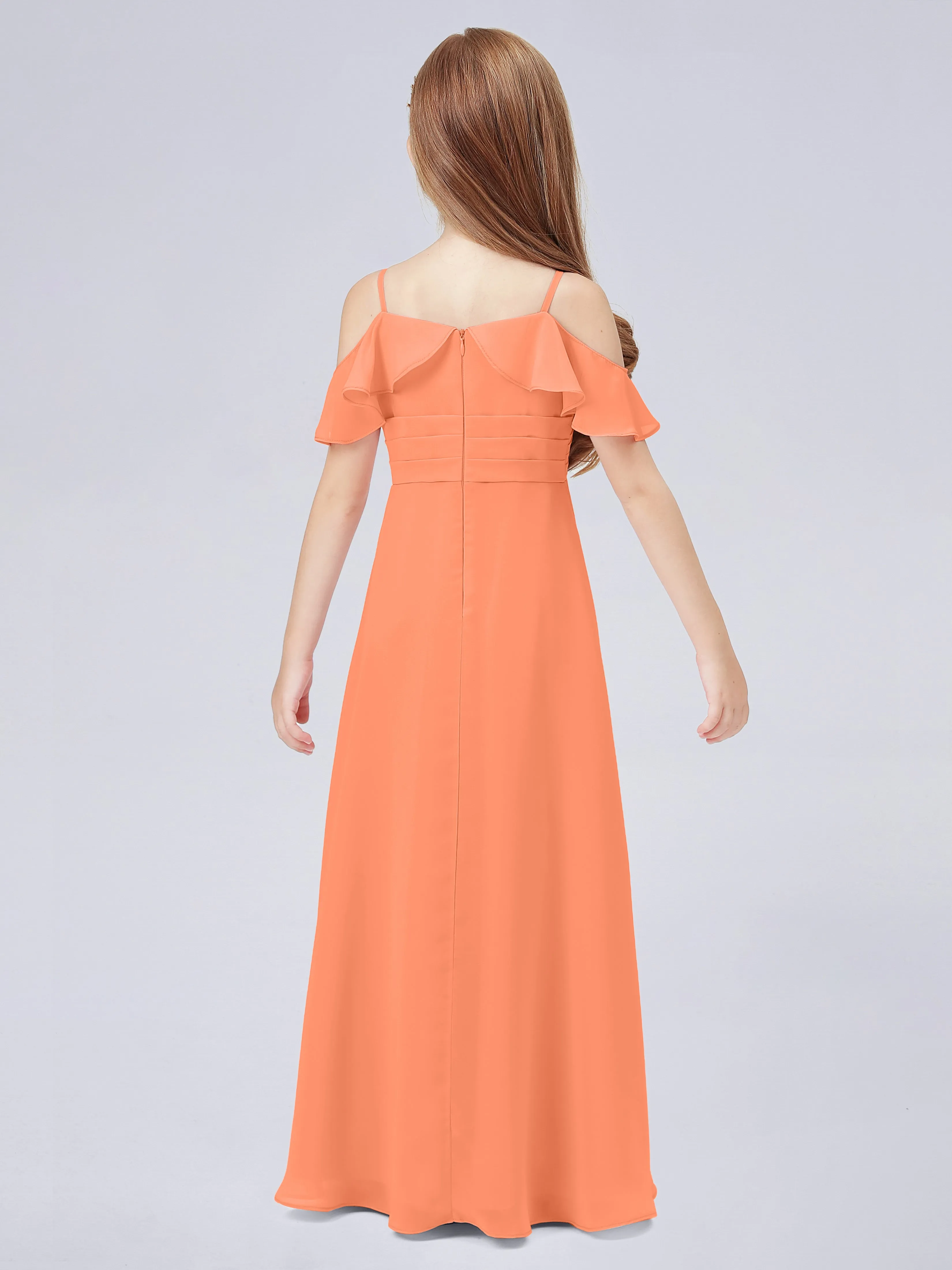 Off Shoulder Chiffon Junior Bridesmaid Dress