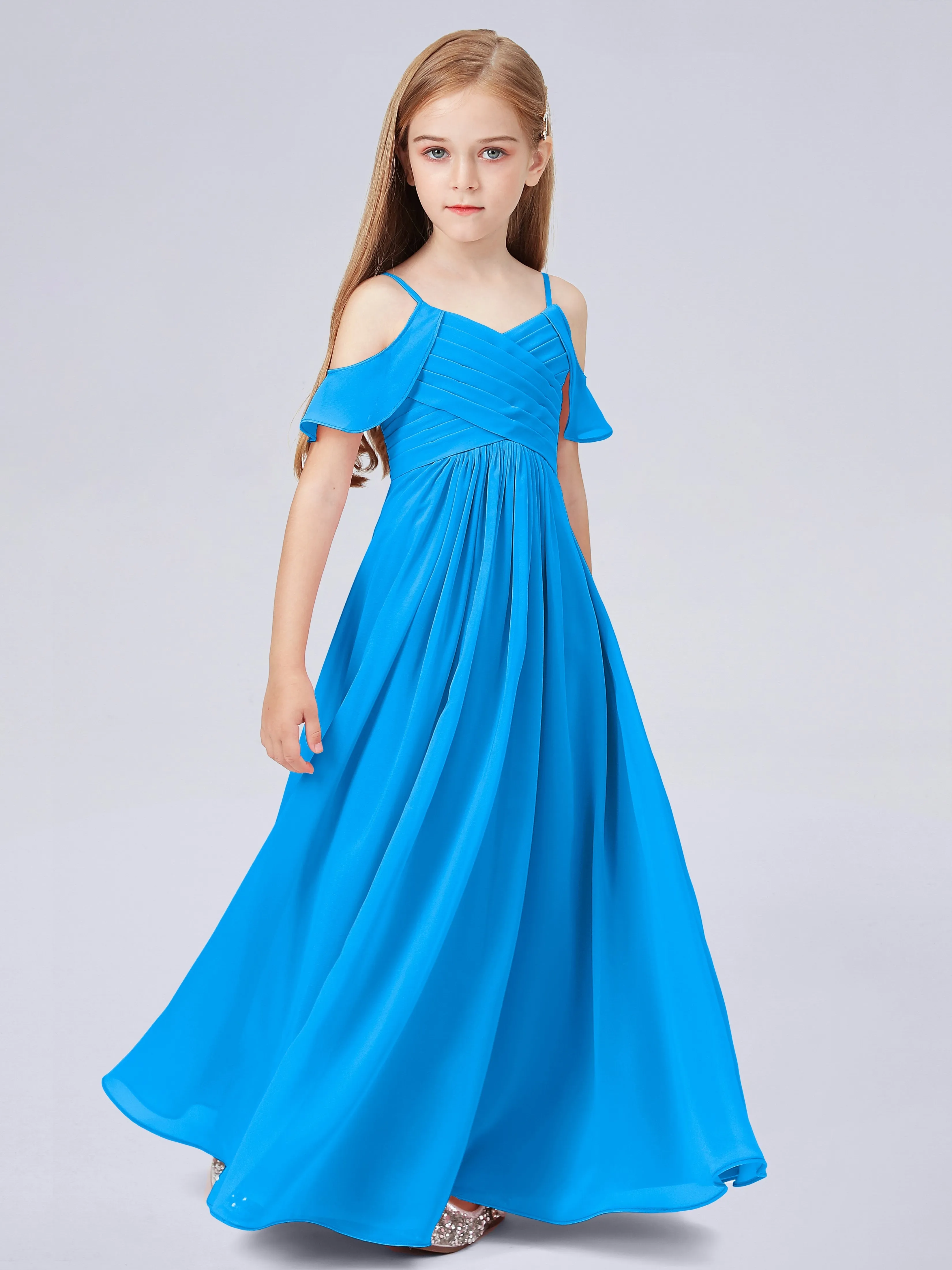 Off Shoulder Chiffon Junior Bridesmaid Dress