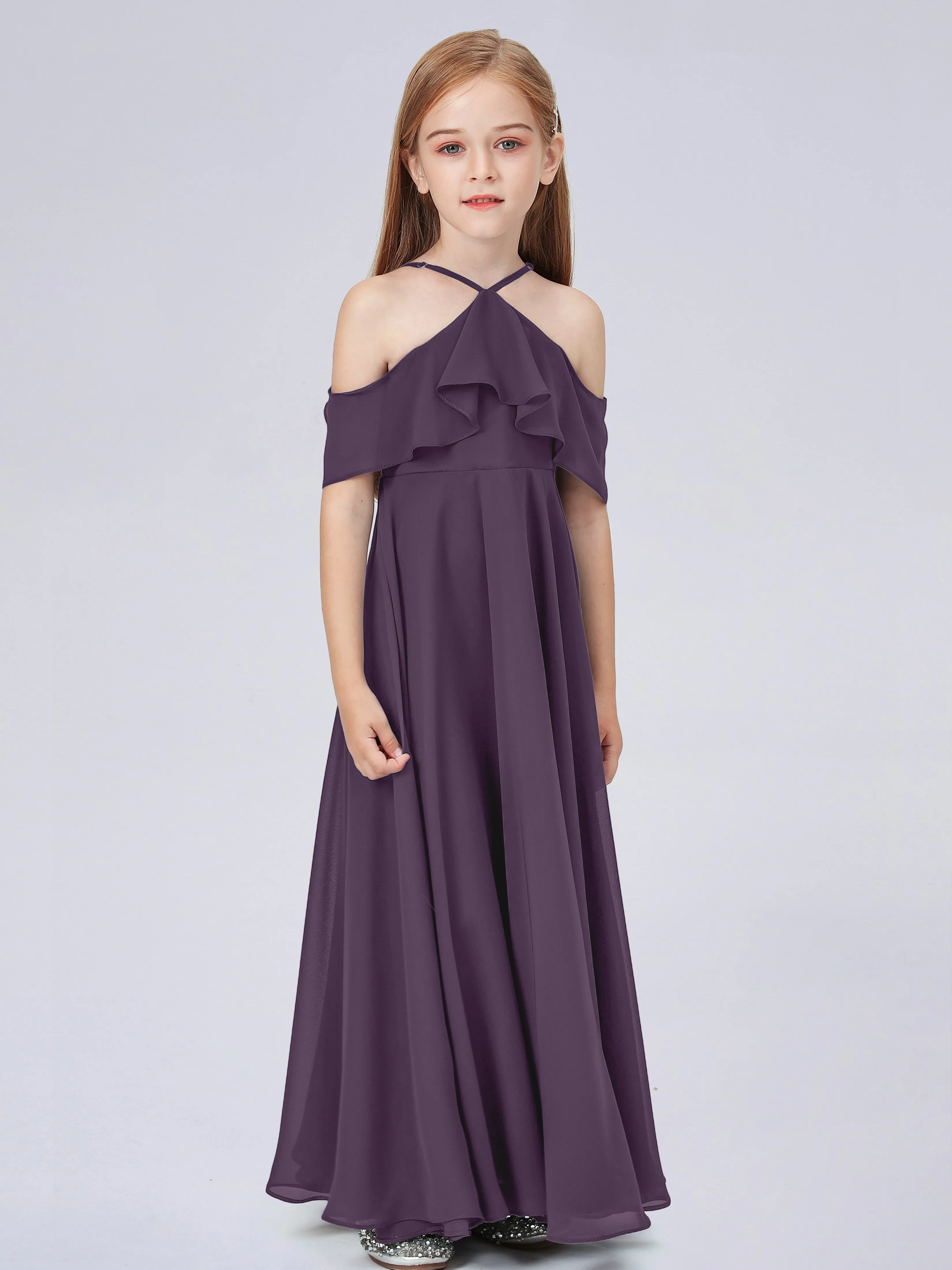 Off Shoulder Chiffon Junior Bridesmaid Dress