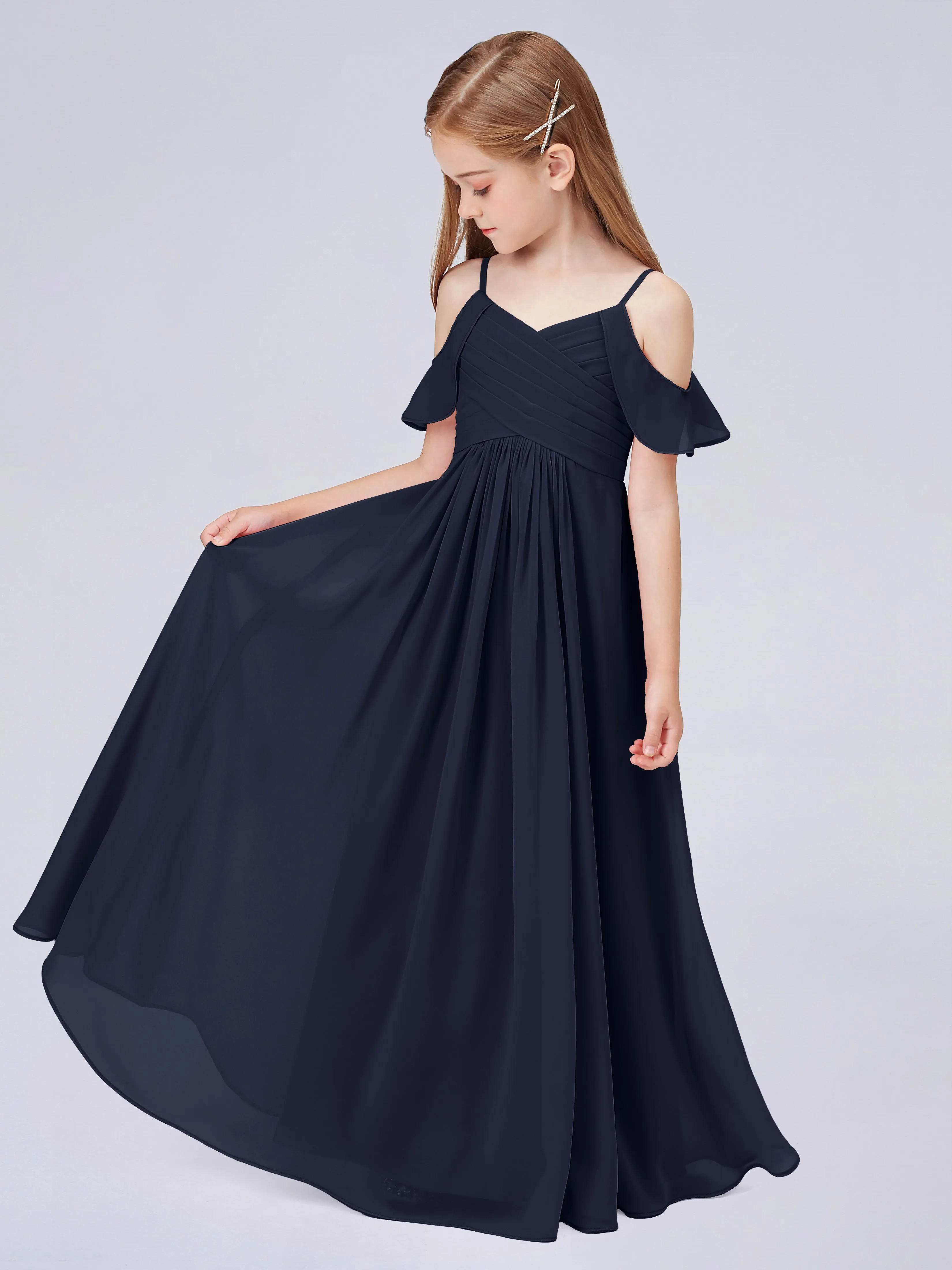 Off Shoulder Chiffon Junior Bridesmaid Dress