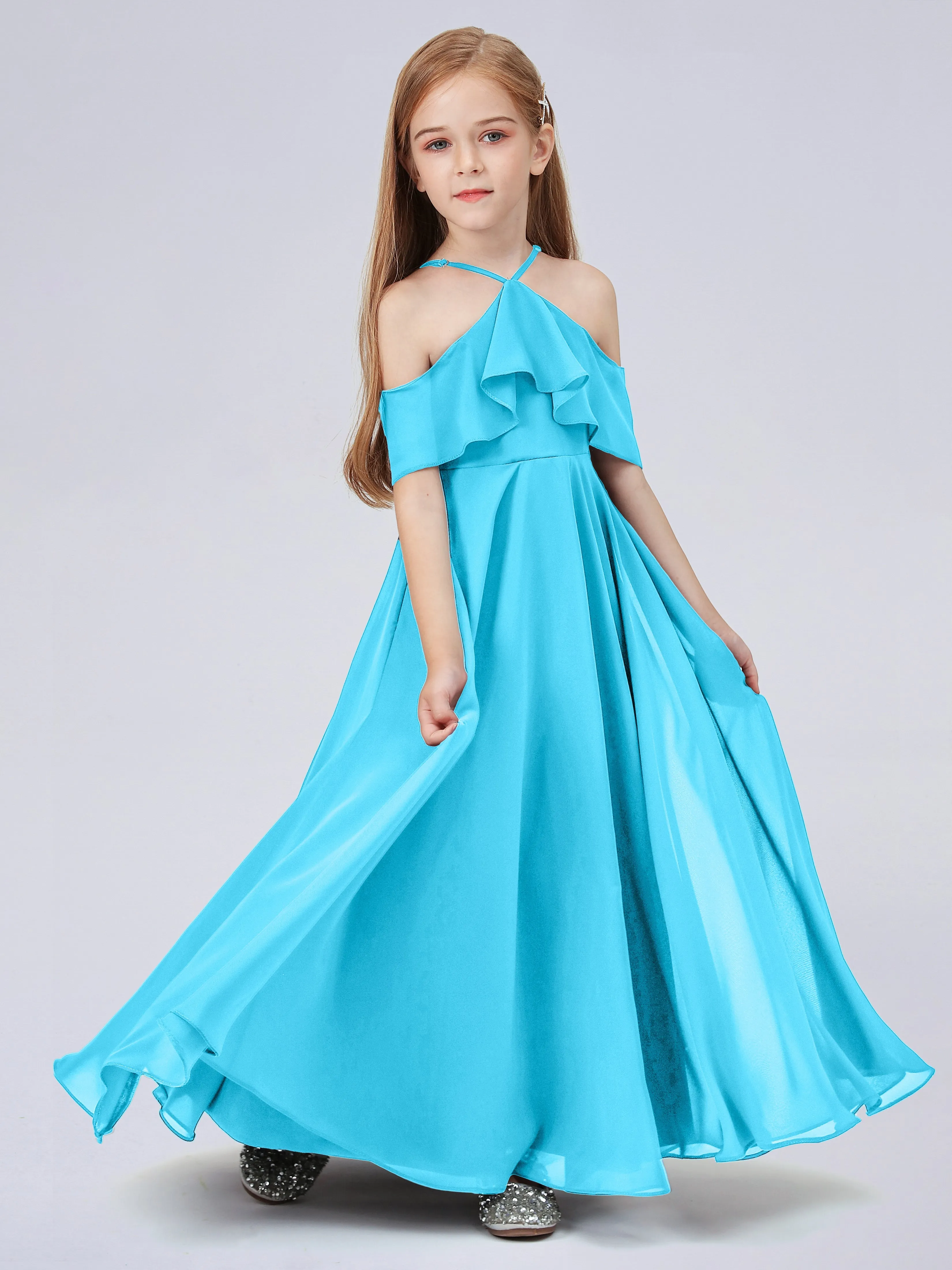 Off Shoulder Chiffon Junior Bridesmaid Dress