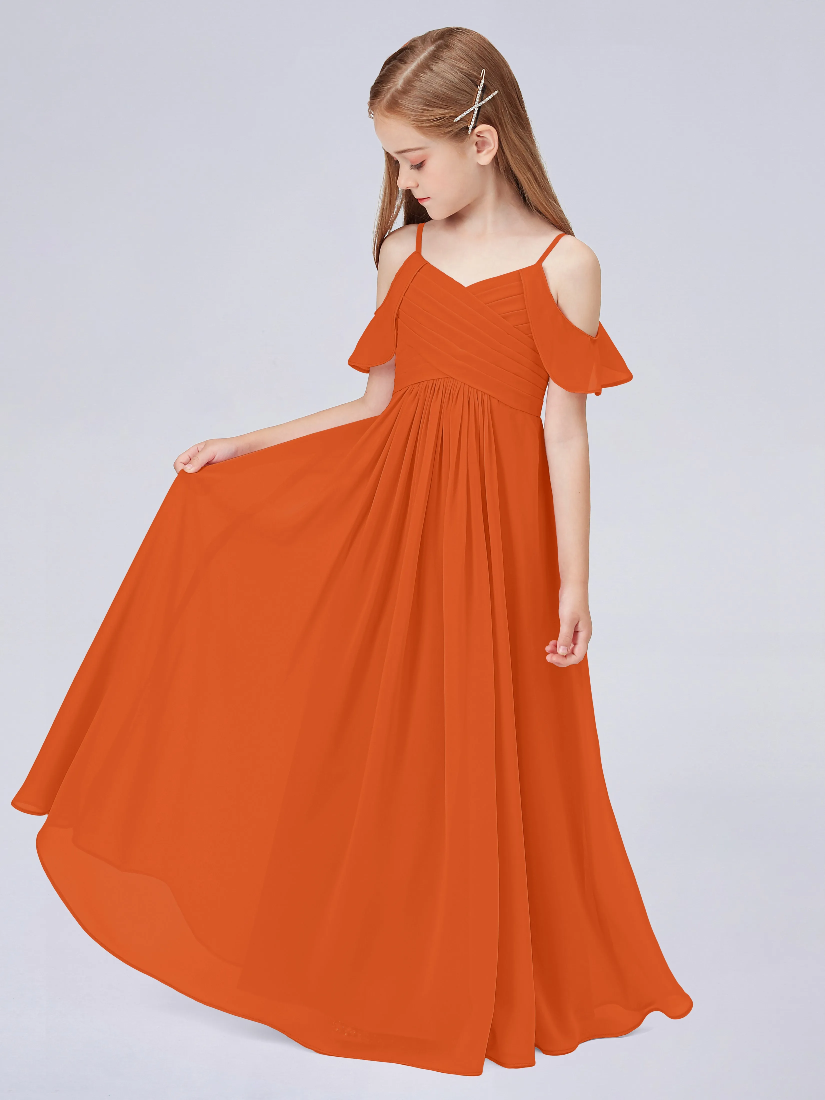 Off Shoulder Chiffon Junior Bridesmaid Dress