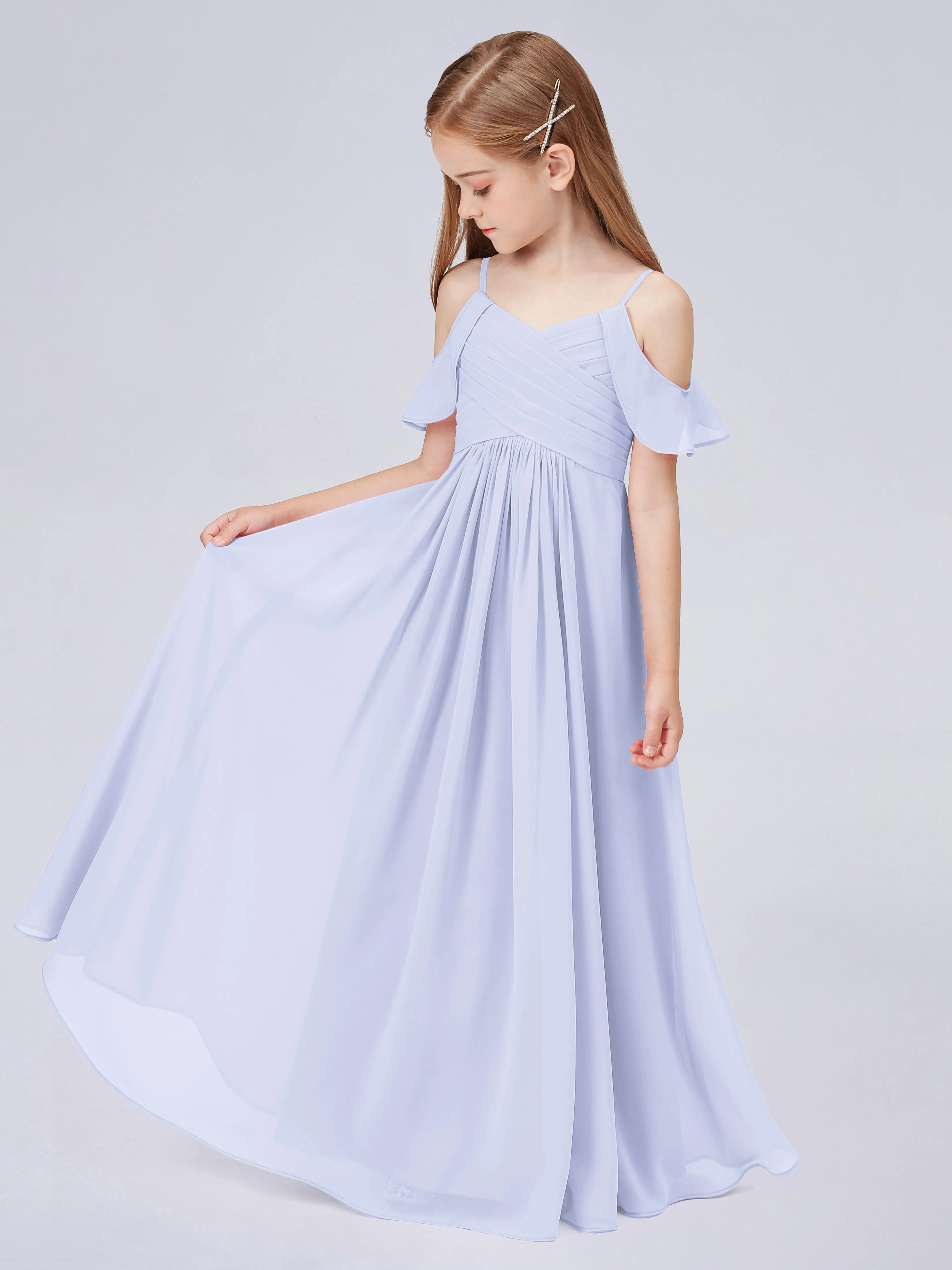 Off Shoulder Chiffon Junior Bridesmaid Dress