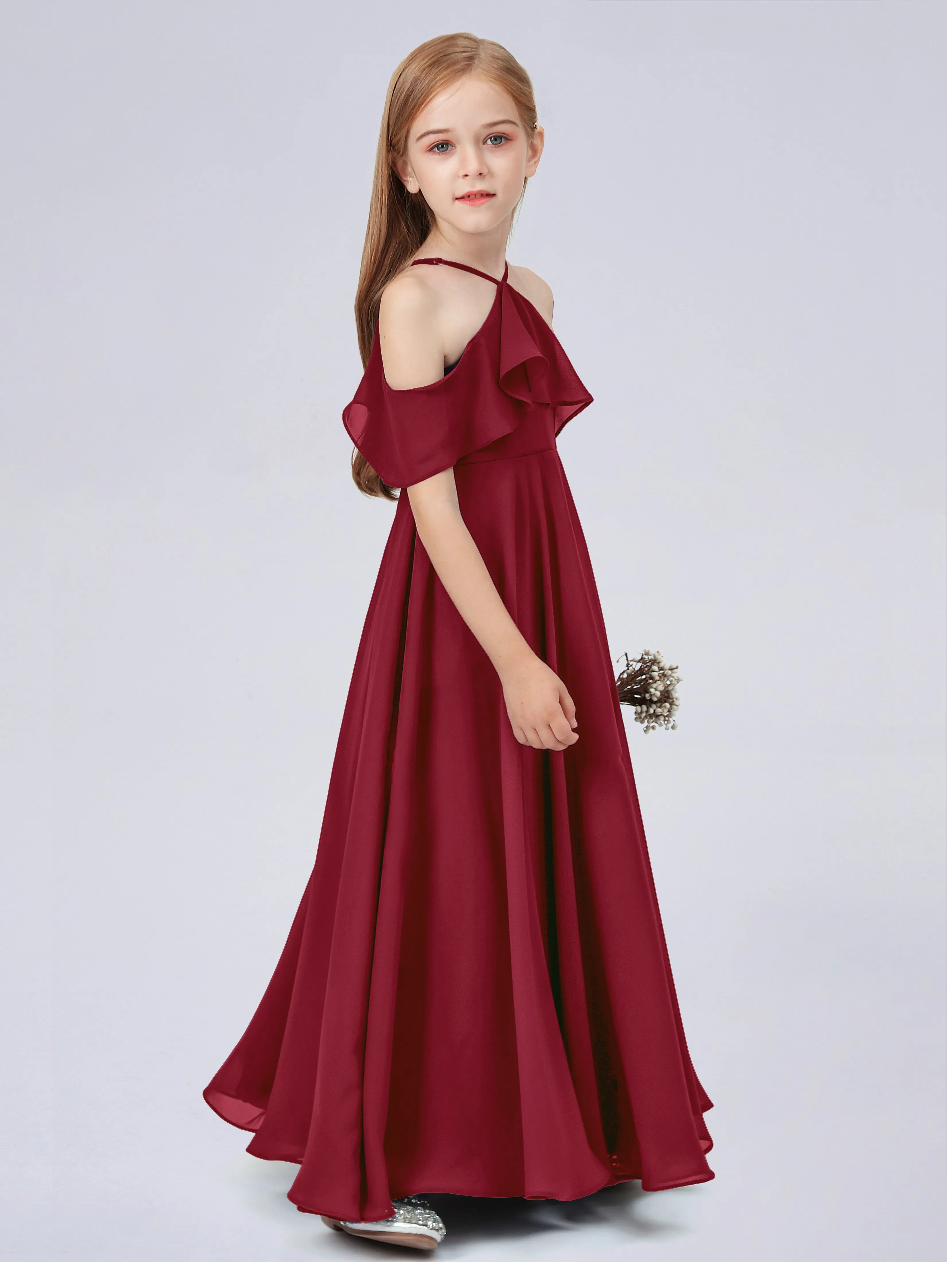 Off Shoulder Chiffon Junior Bridesmaid Dress