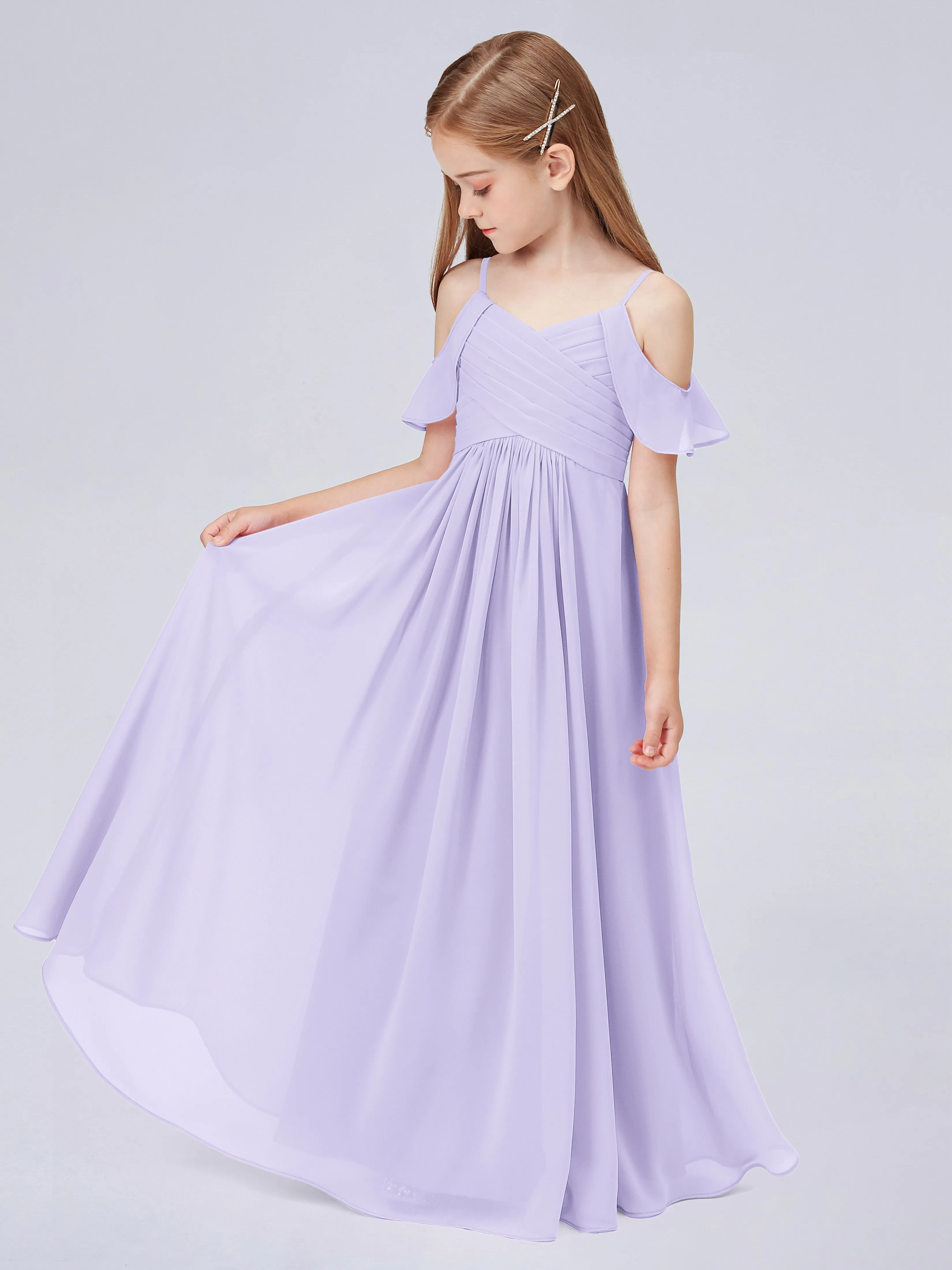 Off Shoulder Chiffon Junior Bridesmaid Dress