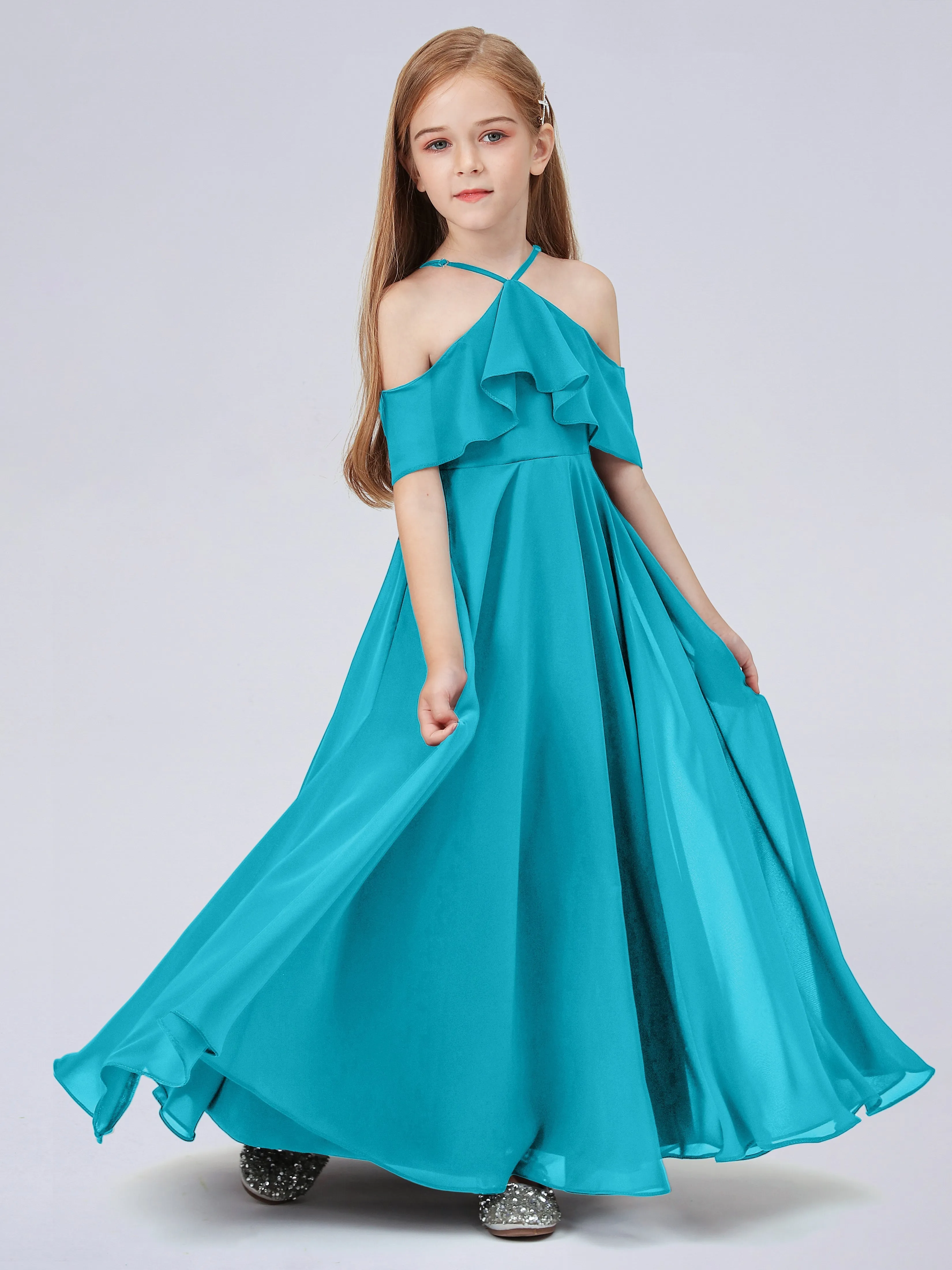 Off Shoulder Chiffon Junior Bridesmaid Dress