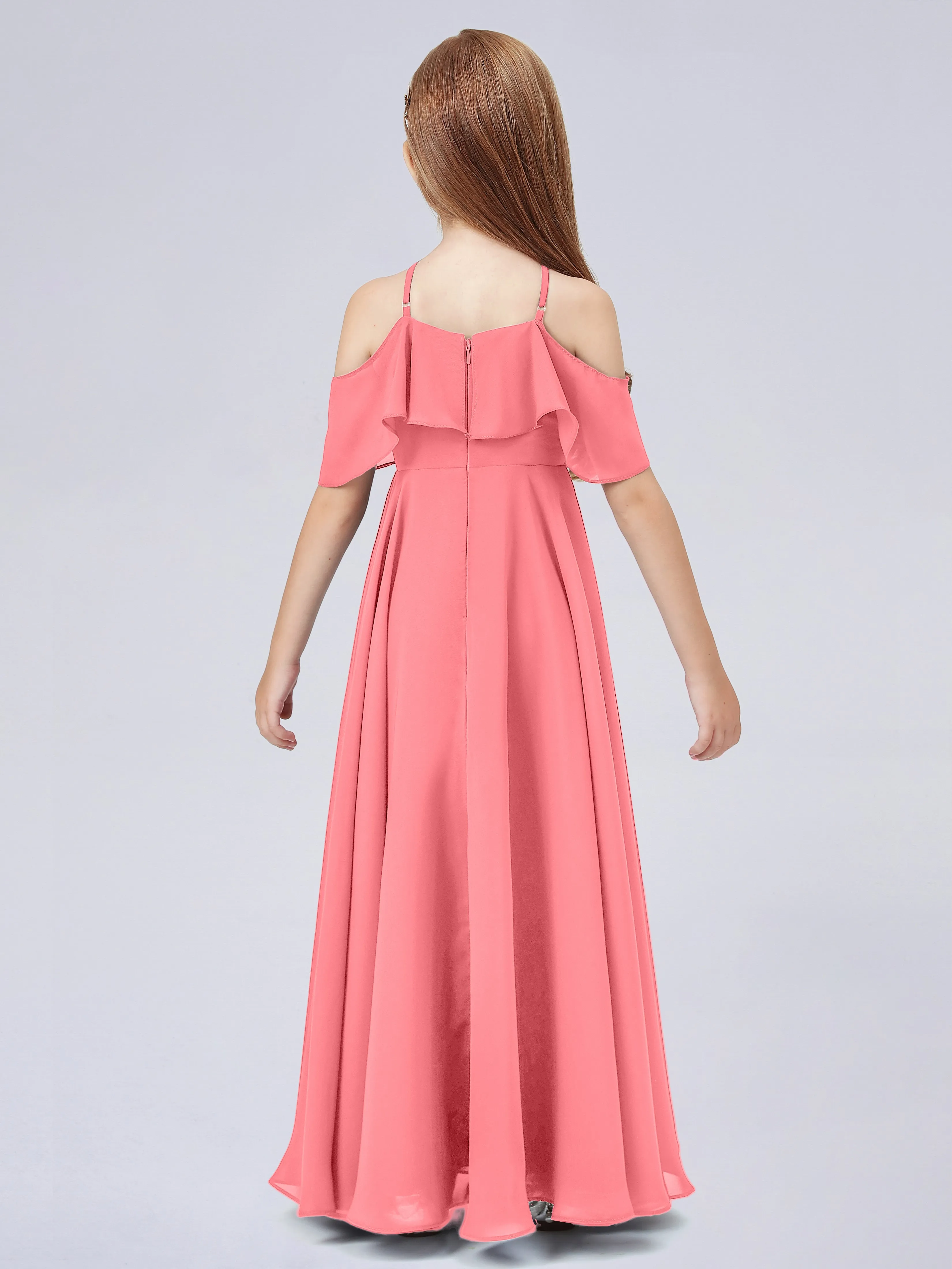 Off Shoulder Chiffon Junior Bridesmaid Dress