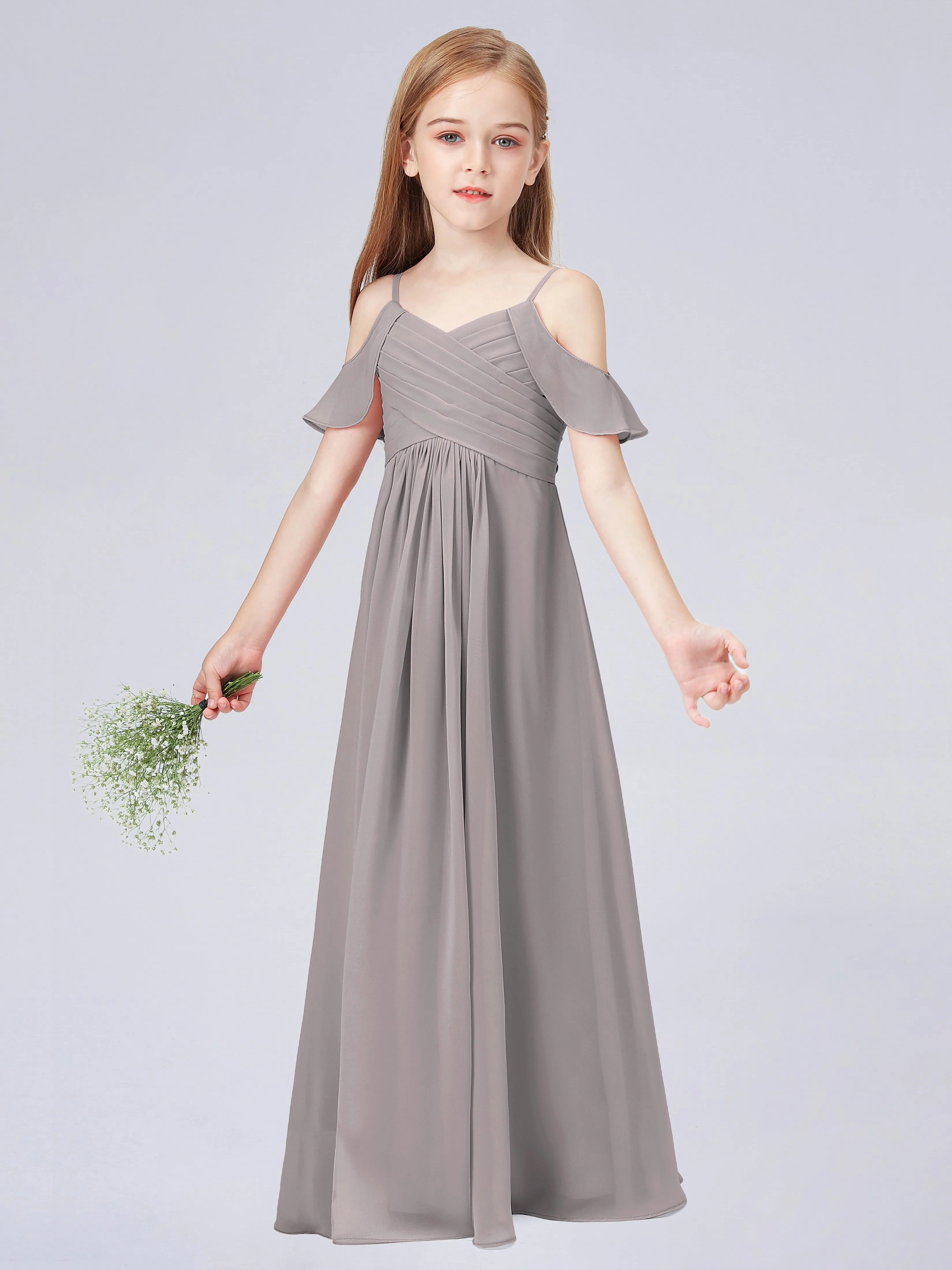 Off Shoulder Chiffon Junior Bridesmaid Dress