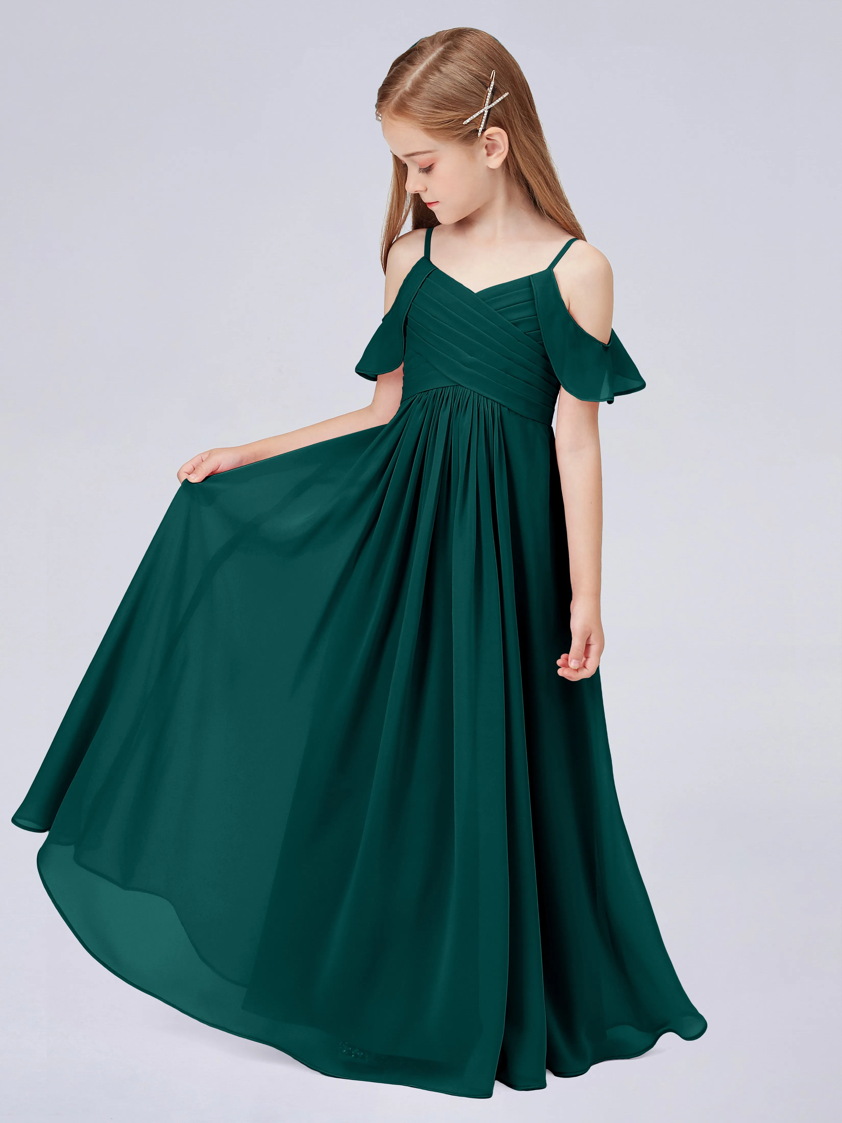 Off Shoulder Chiffon Junior Bridesmaid Dress