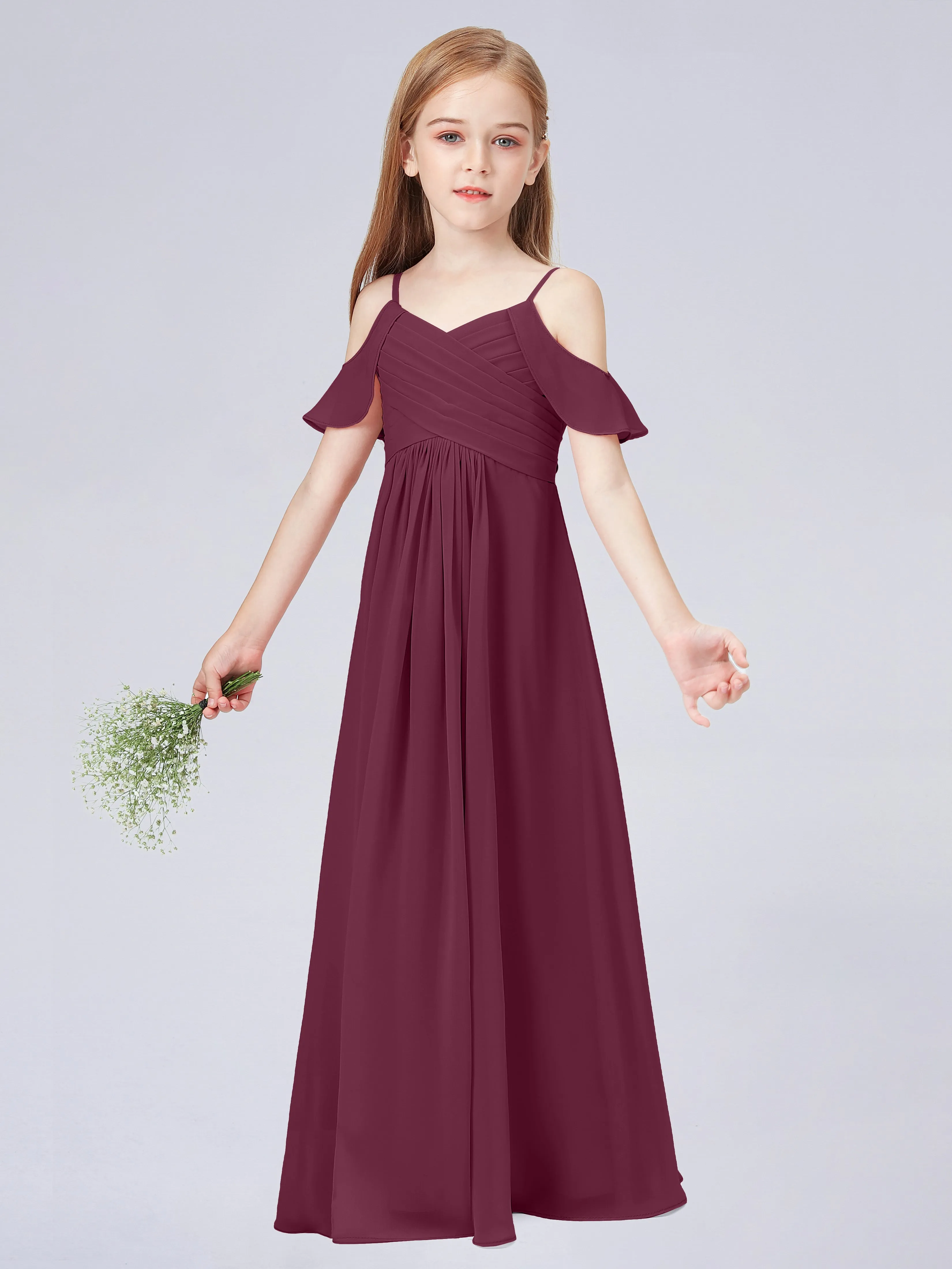 Off Shoulder Chiffon Junior Bridesmaid Dress