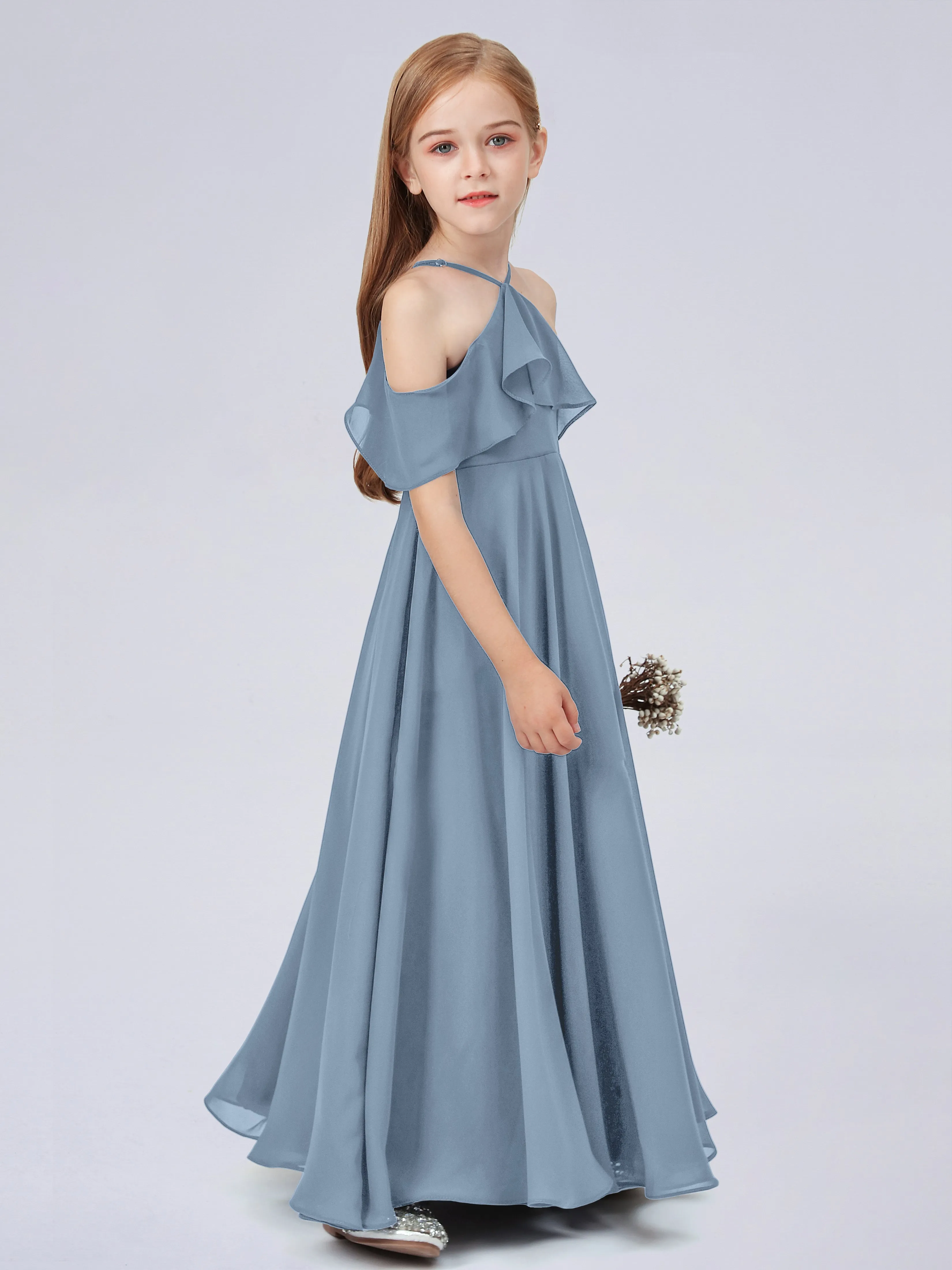 Off Shoulder Chiffon Junior Bridesmaid Dress