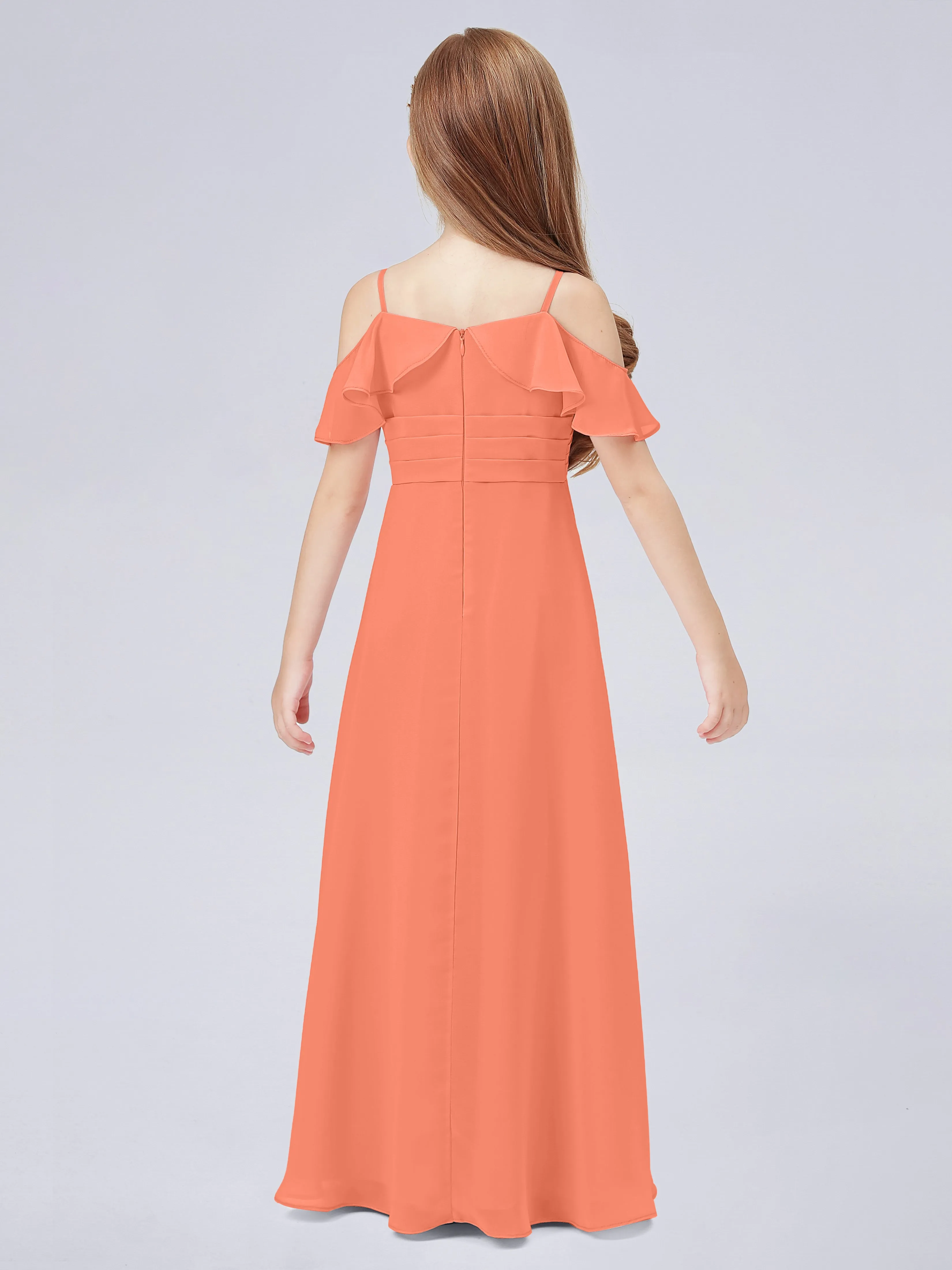 Off Shoulder Chiffon Junior Bridesmaid Dress