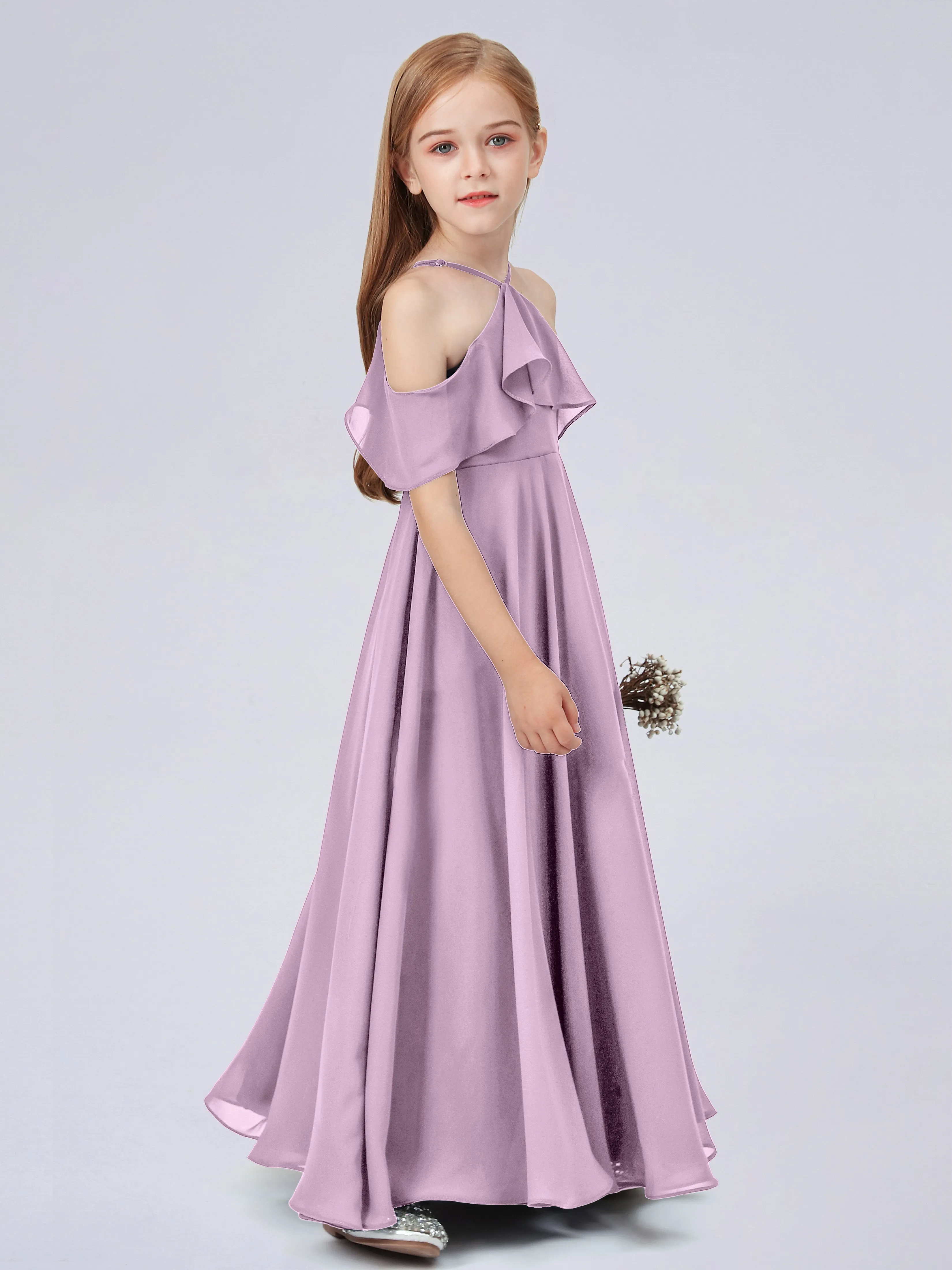 Off Shoulder Chiffon Junior Bridesmaid Dress