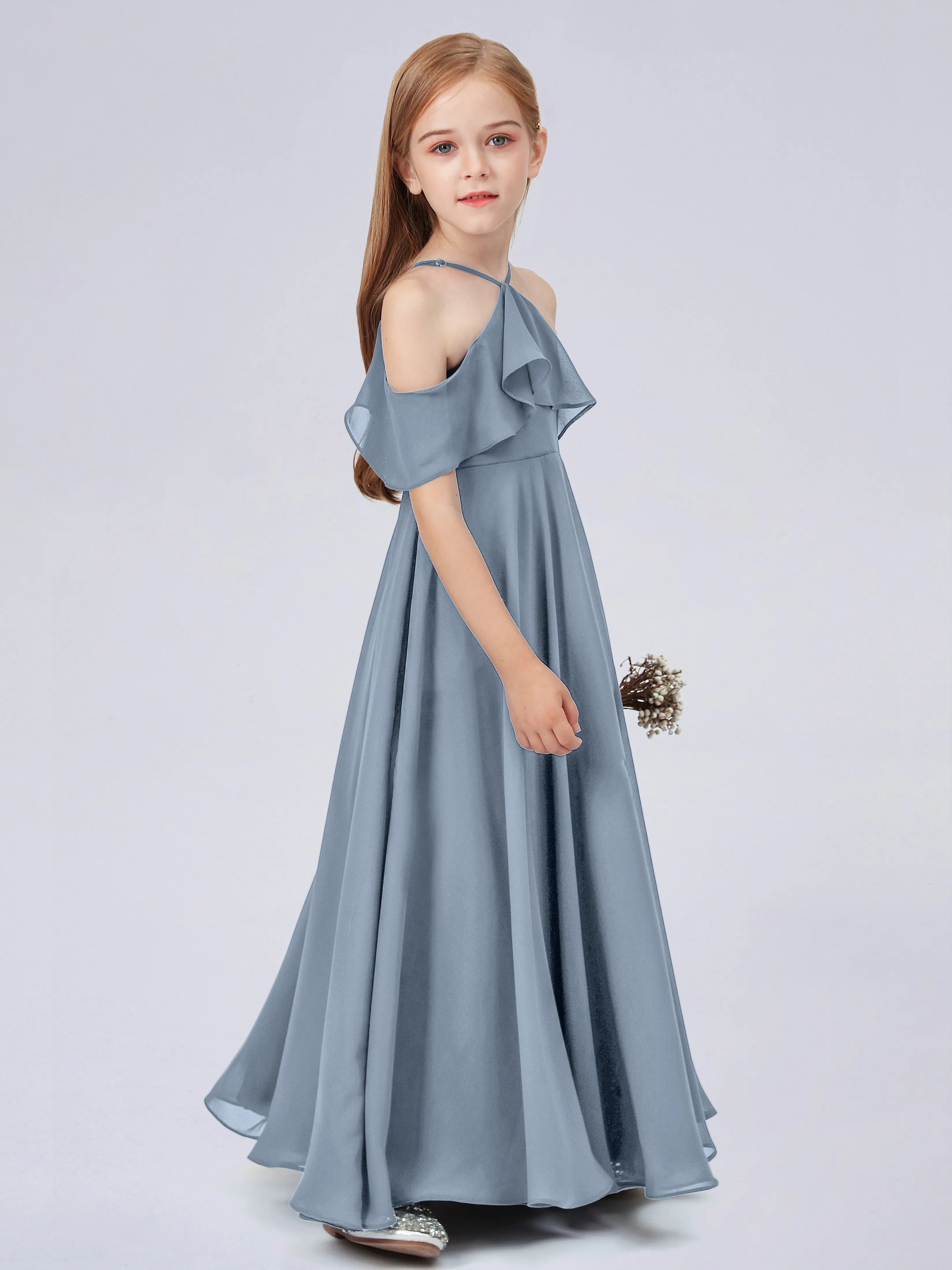 Off Shoulder Chiffon Junior Bridesmaid Dress