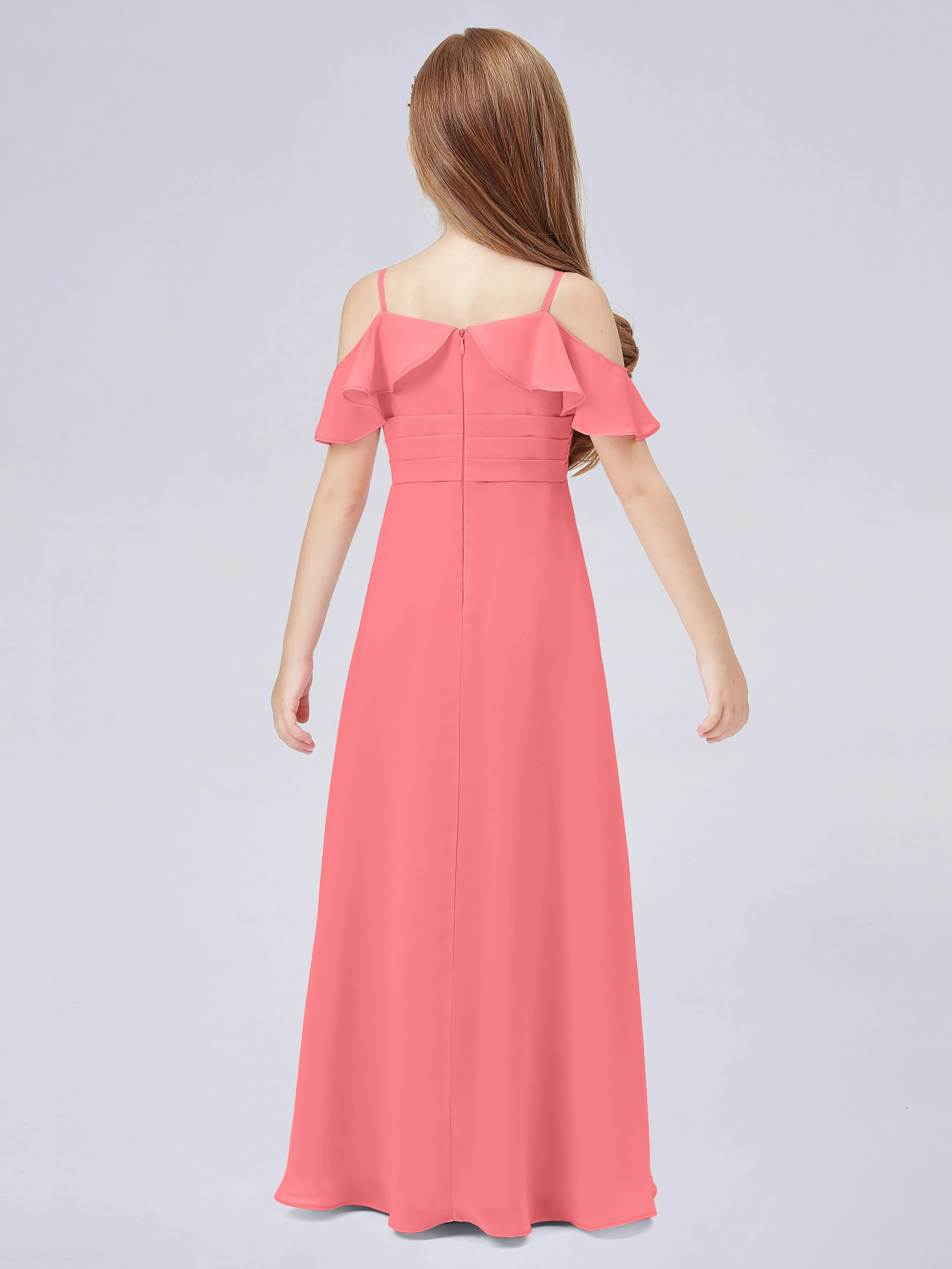 Off Shoulder Chiffon Junior Bridesmaid Dress