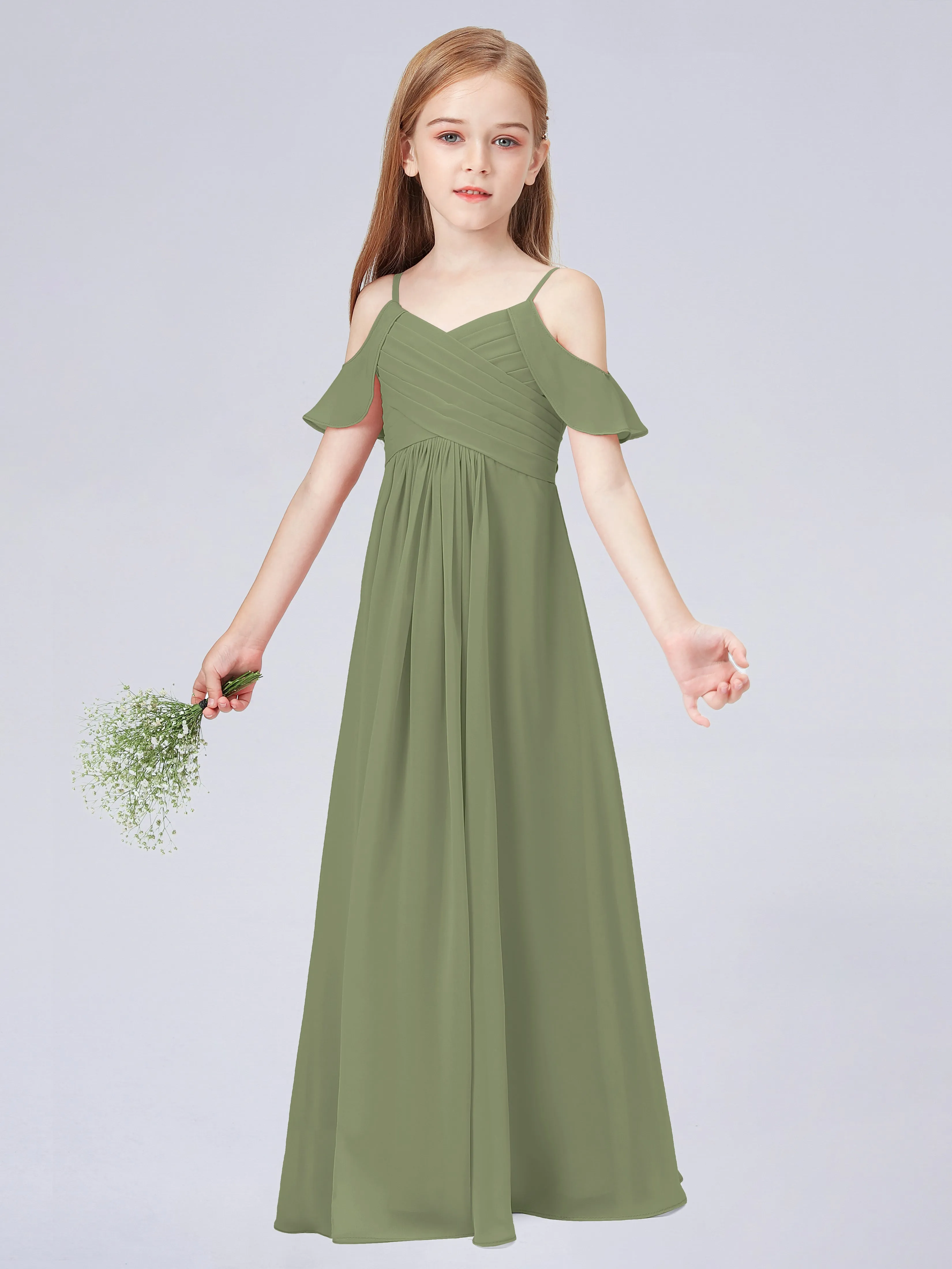 Off Shoulder Chiffon Junior Bridesmaid Dress