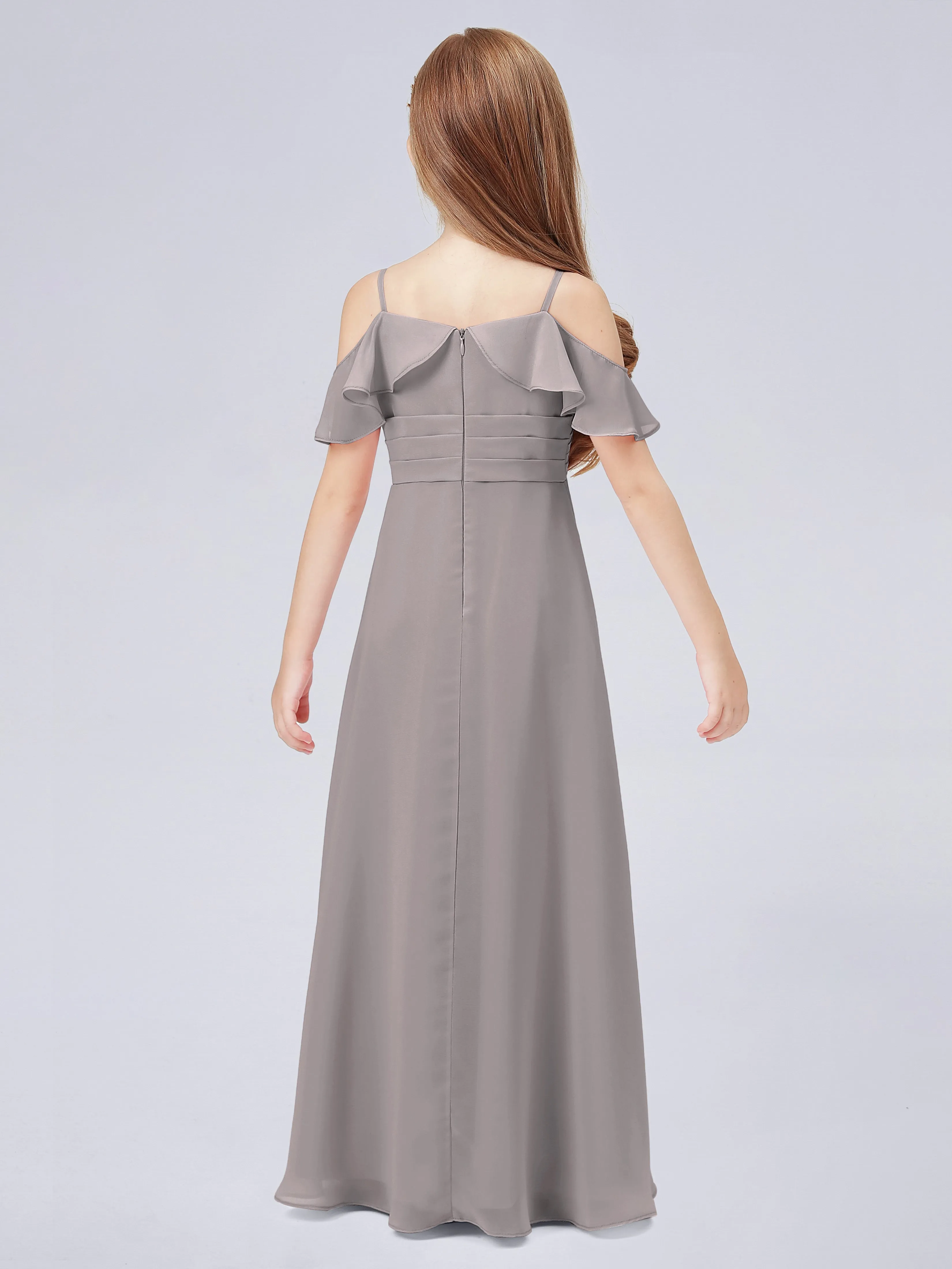 Off Shoulder Chiffon Junior Bridesmaid Dress