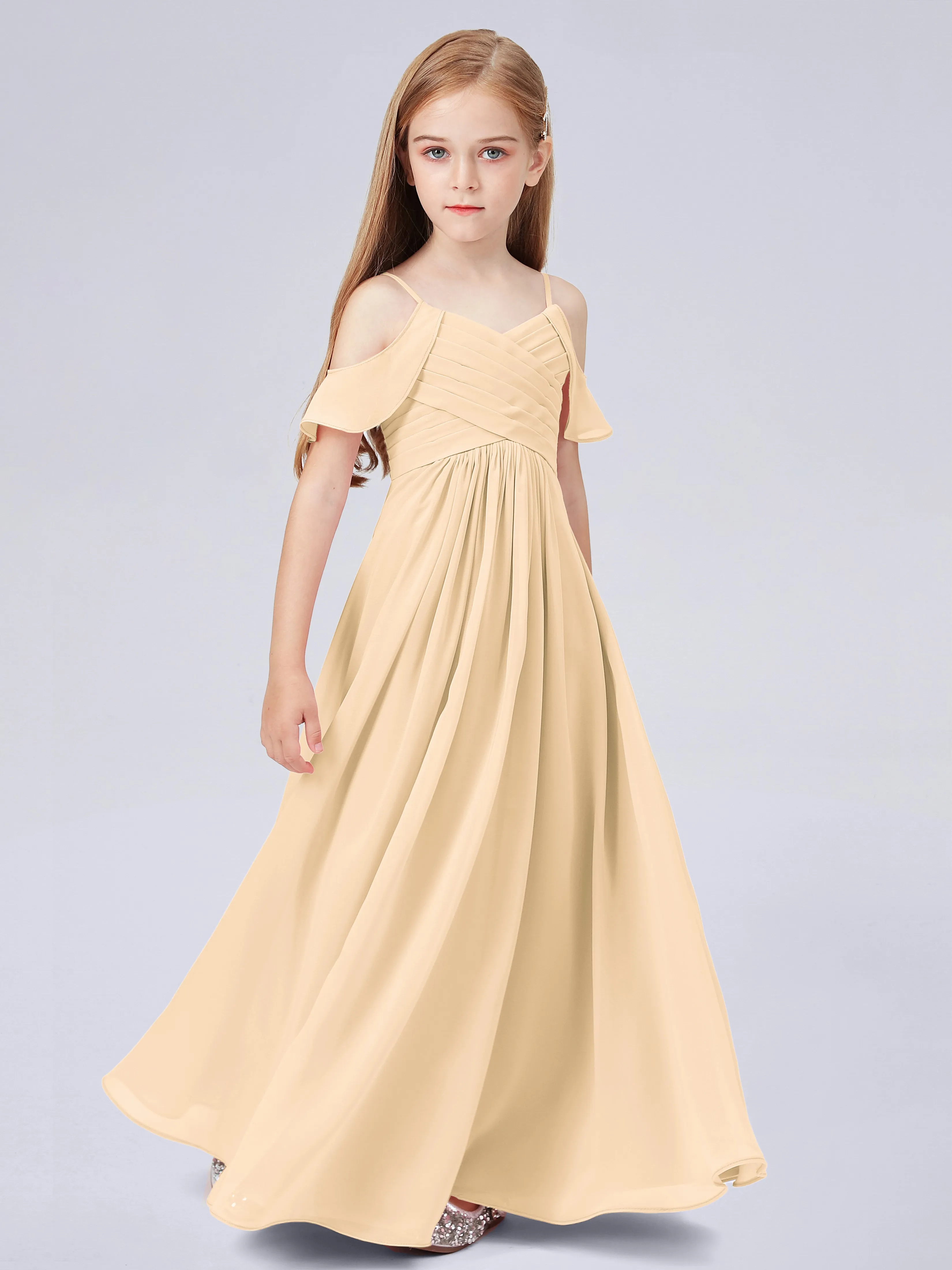 Off Shoulder Chiffon Junior Bridesmaid Dress