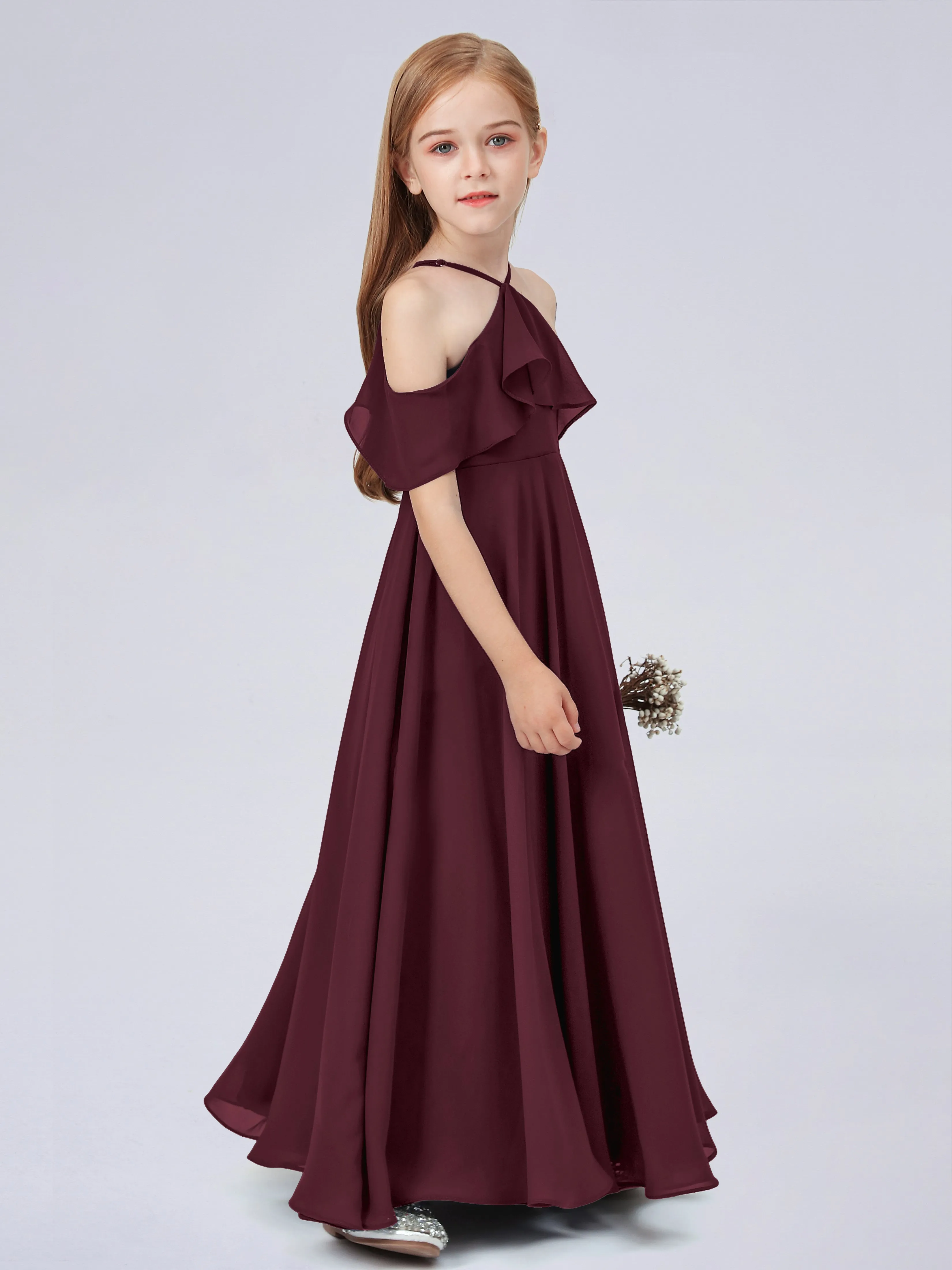 Off Shoulder Chiffon Junior Bridesmaid Dress