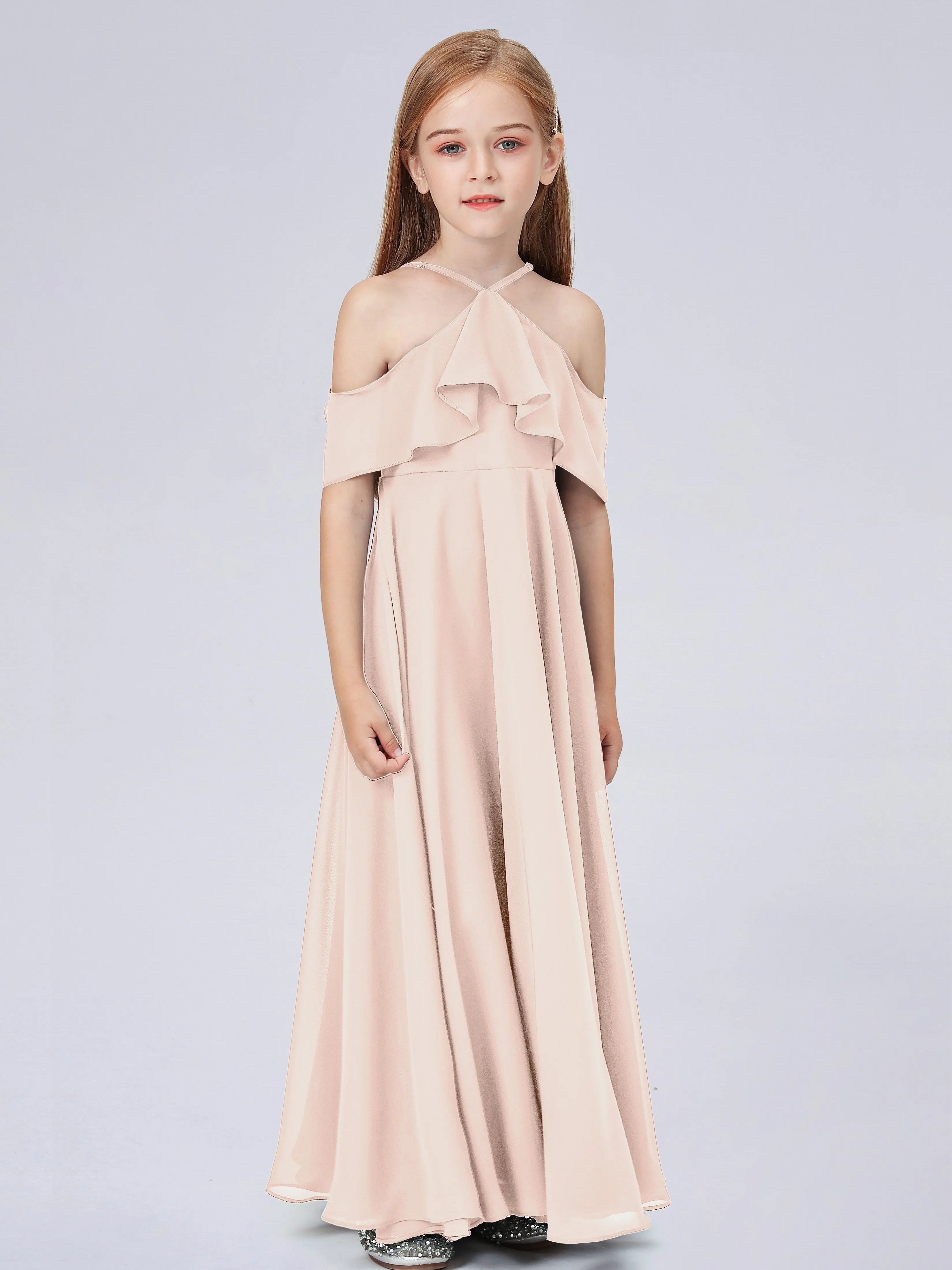 Off Shoulder Chiffon Junior Bridesmaid Dress