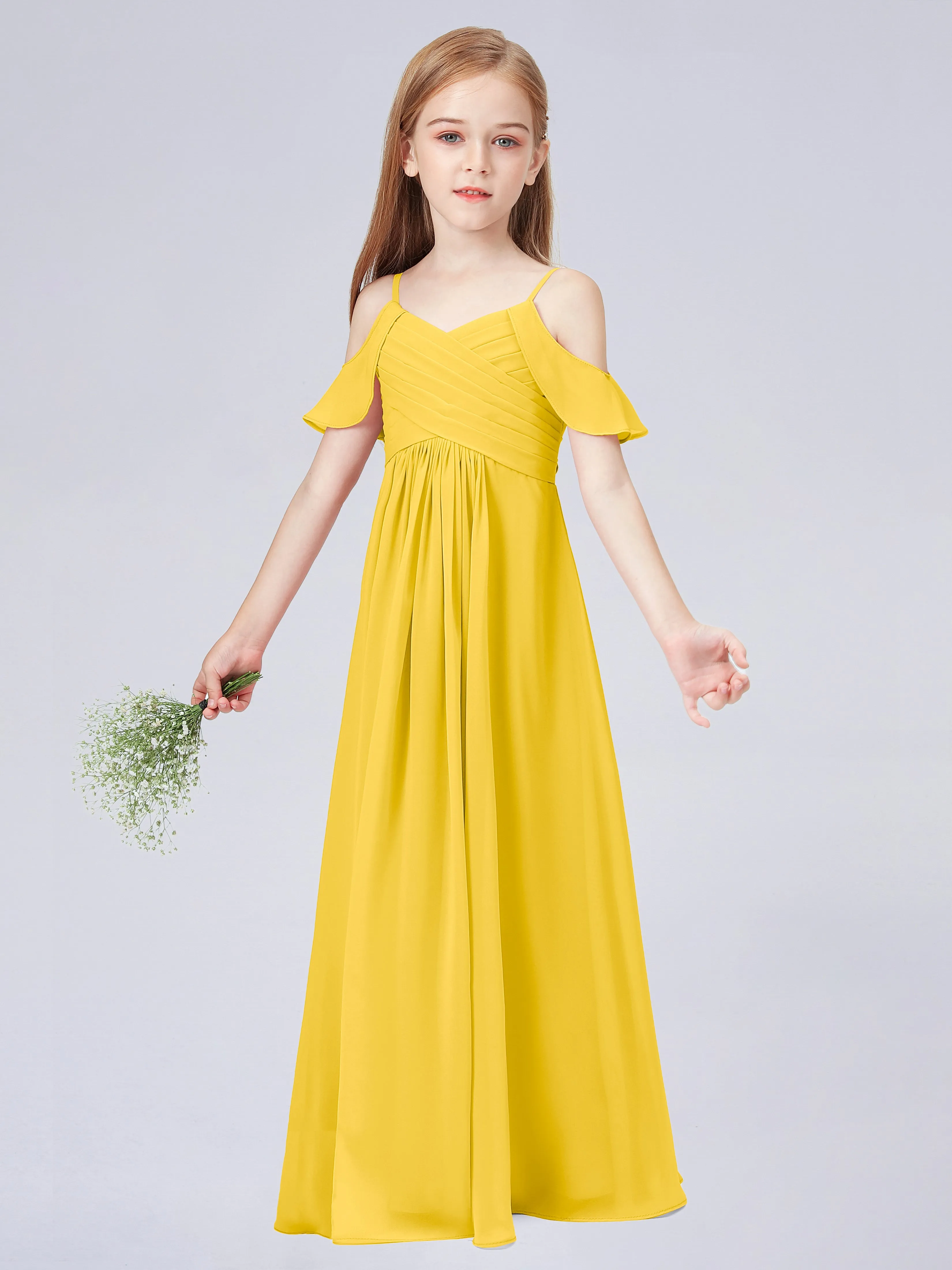 Off Shoulder Chiffon Junior Bridesmaid Dress