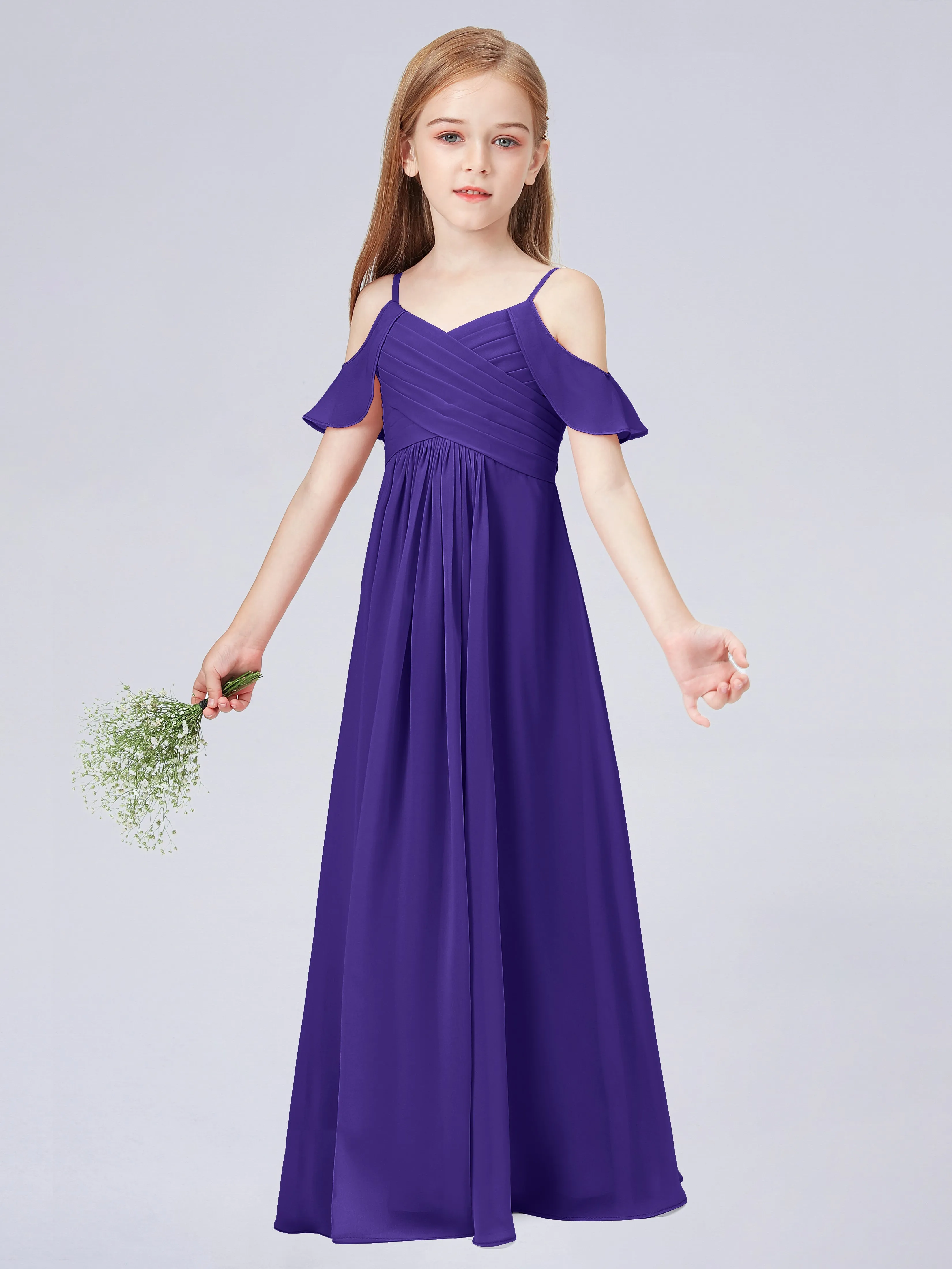 Off Shoulder Chiffon Junior Bridesmaid Dress