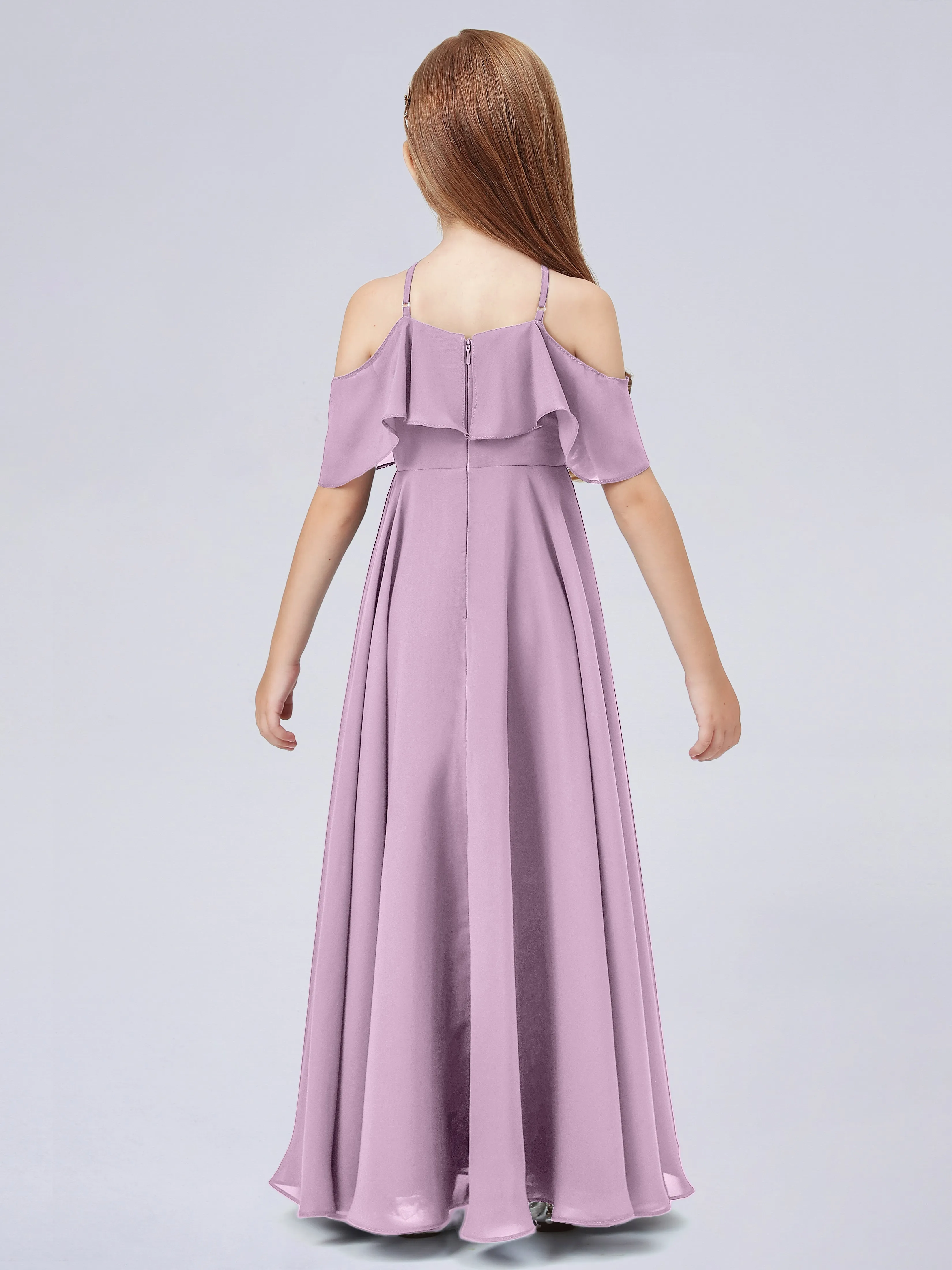 Off Shoulder Chiffon Junior Bridesmaid Dress